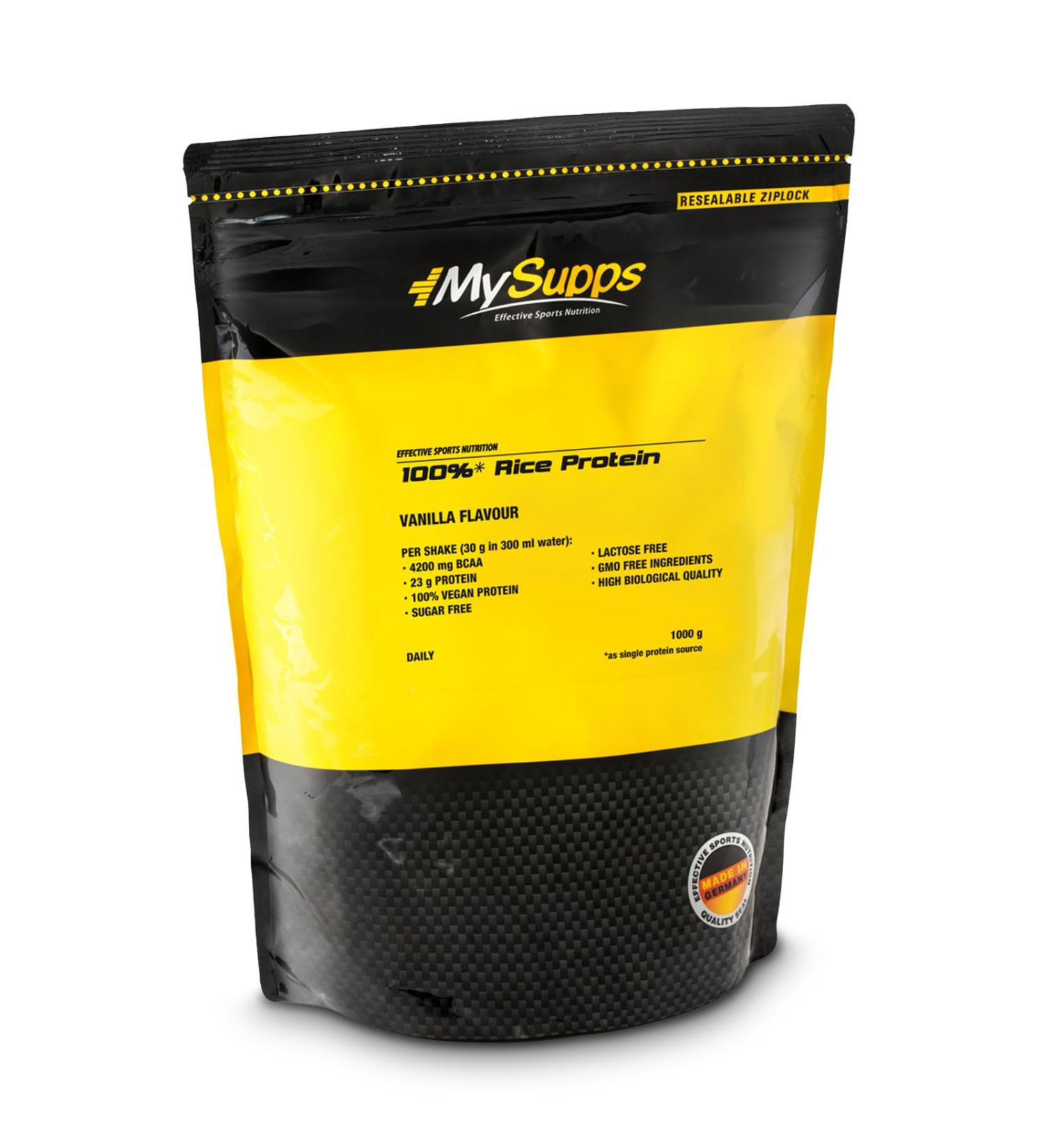 Buy My Supps 1kg Rice Protein Powder Vanilla - High-Dose Vegan Protein with 4200mg BCAA - Premium Quality Made in Germany - Buy Online on GoSupps.com