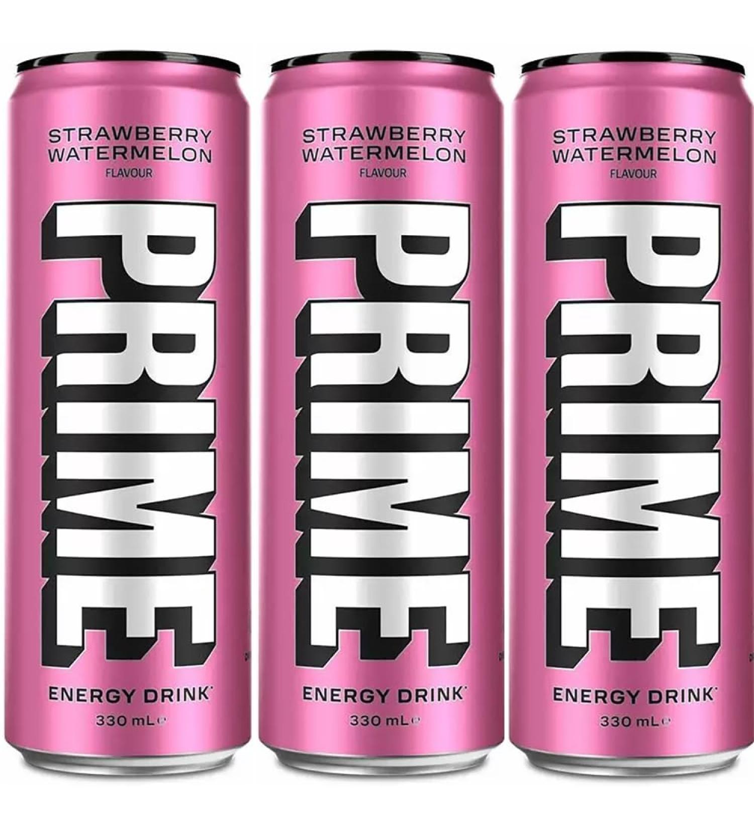 Prime Energy Drink Strawberry Watermelon Can 330ml 3 Pack KSI & Logan Paul