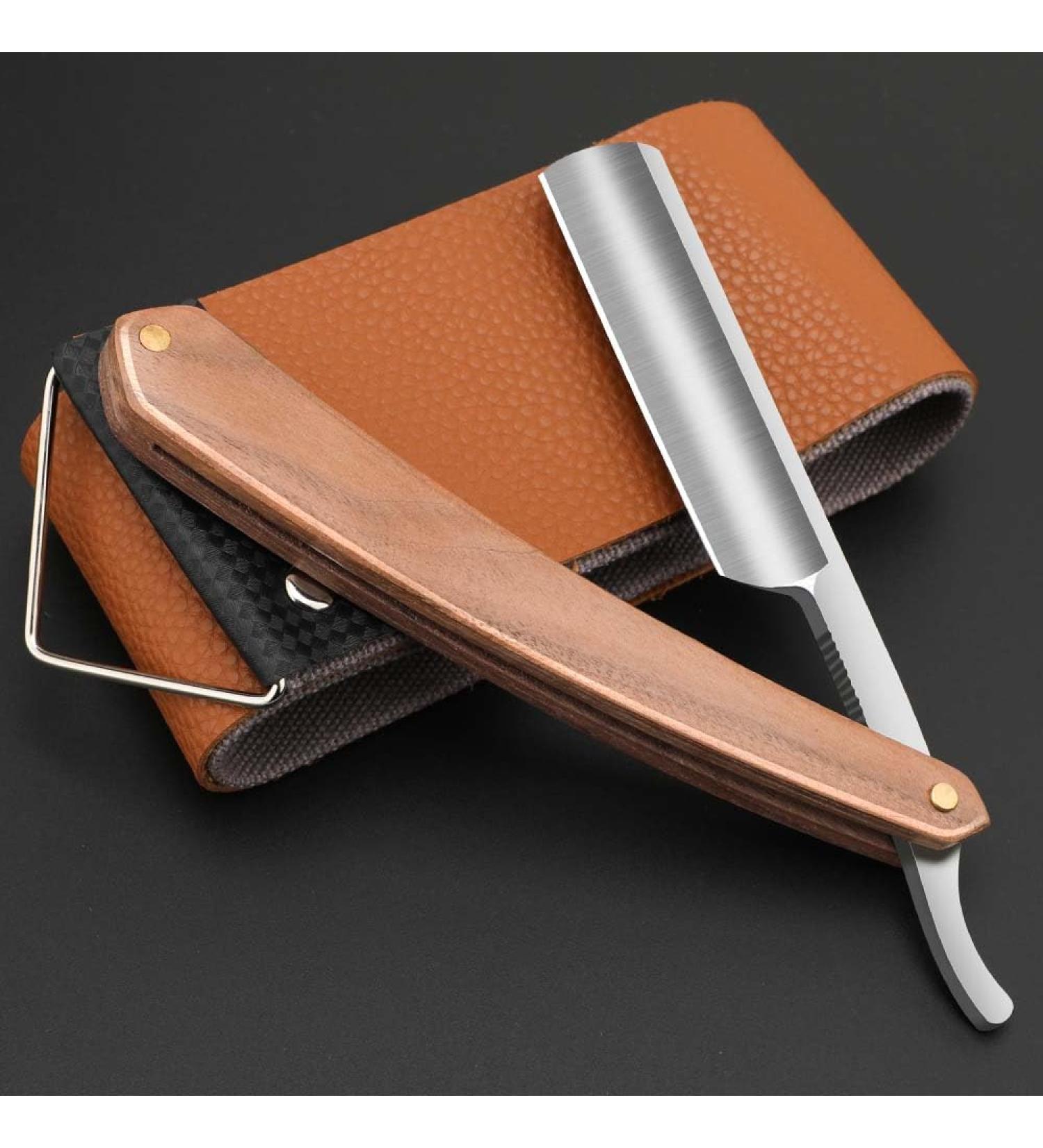 Premium Stainless Steel Straight Razors for Men | Professional Barber Edge Shaver with Strop - Home & Salon Grooming (NO.181 - Buy Online on GoSupps.com
