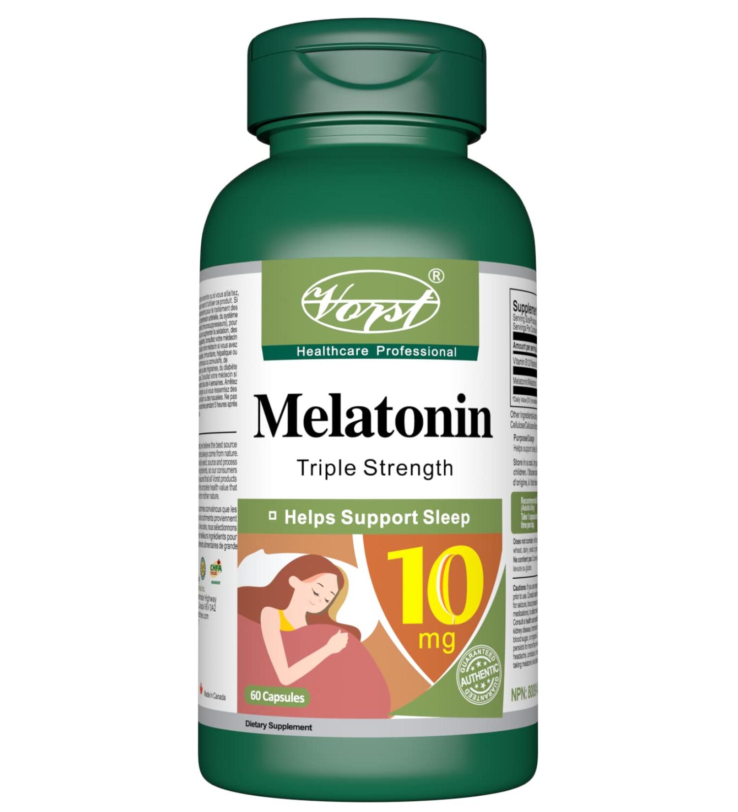 VORST Melatonin 10mg with Vitamin B12 60 Capsules | Triple Strength Sleeping Aid | Powder Sleeping Pills for Insomnia | Alternative to Liquid or Gummies | 1 Bottle 60 count (Pack of 1) - Buy Online on GoSupps.com