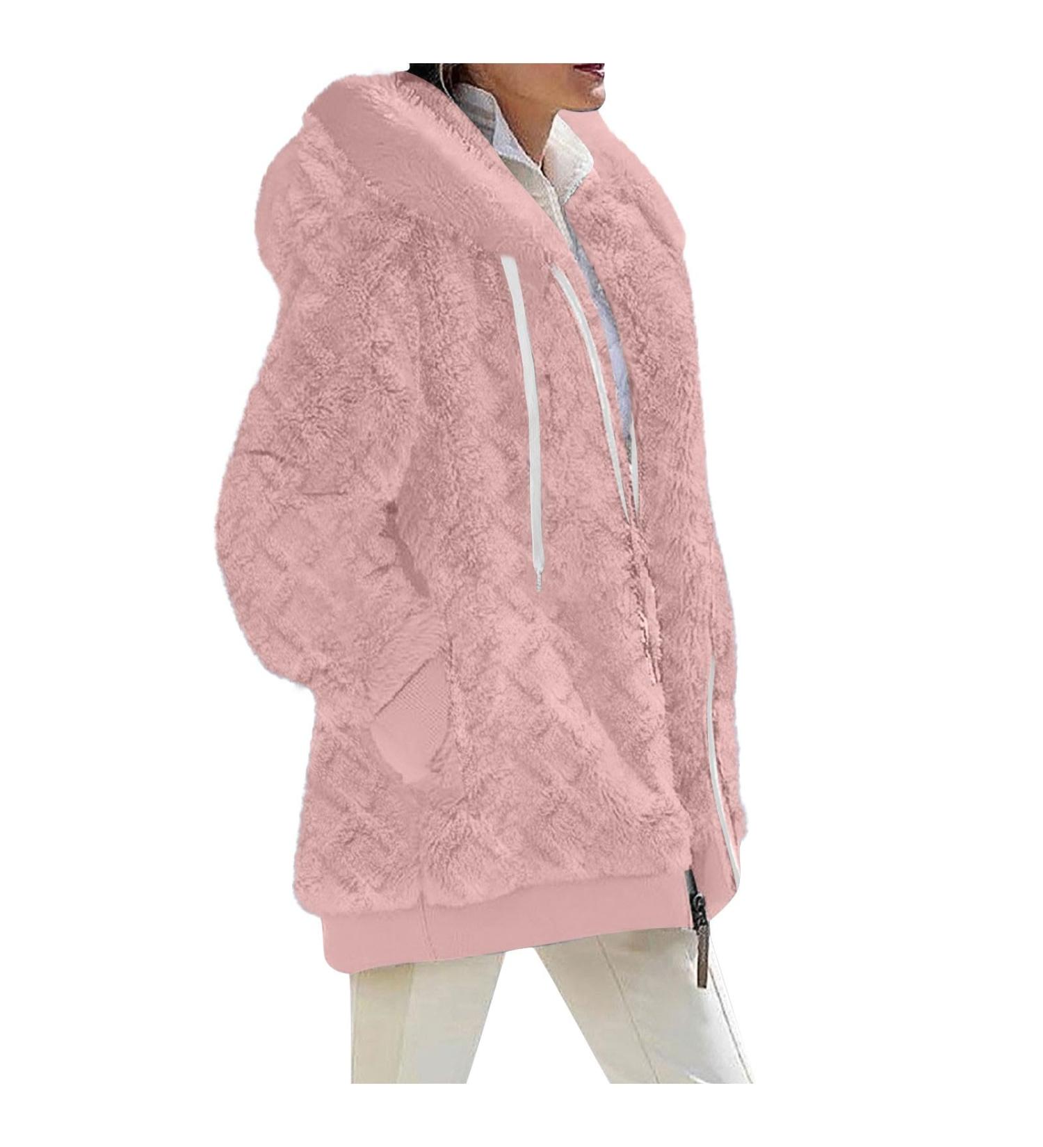 Shop Hanxiulin Women's Fleece Jacket - Cozy & Breathable Winter Parka Pink XL Reversible Design - Buy Online on GoSupps.com