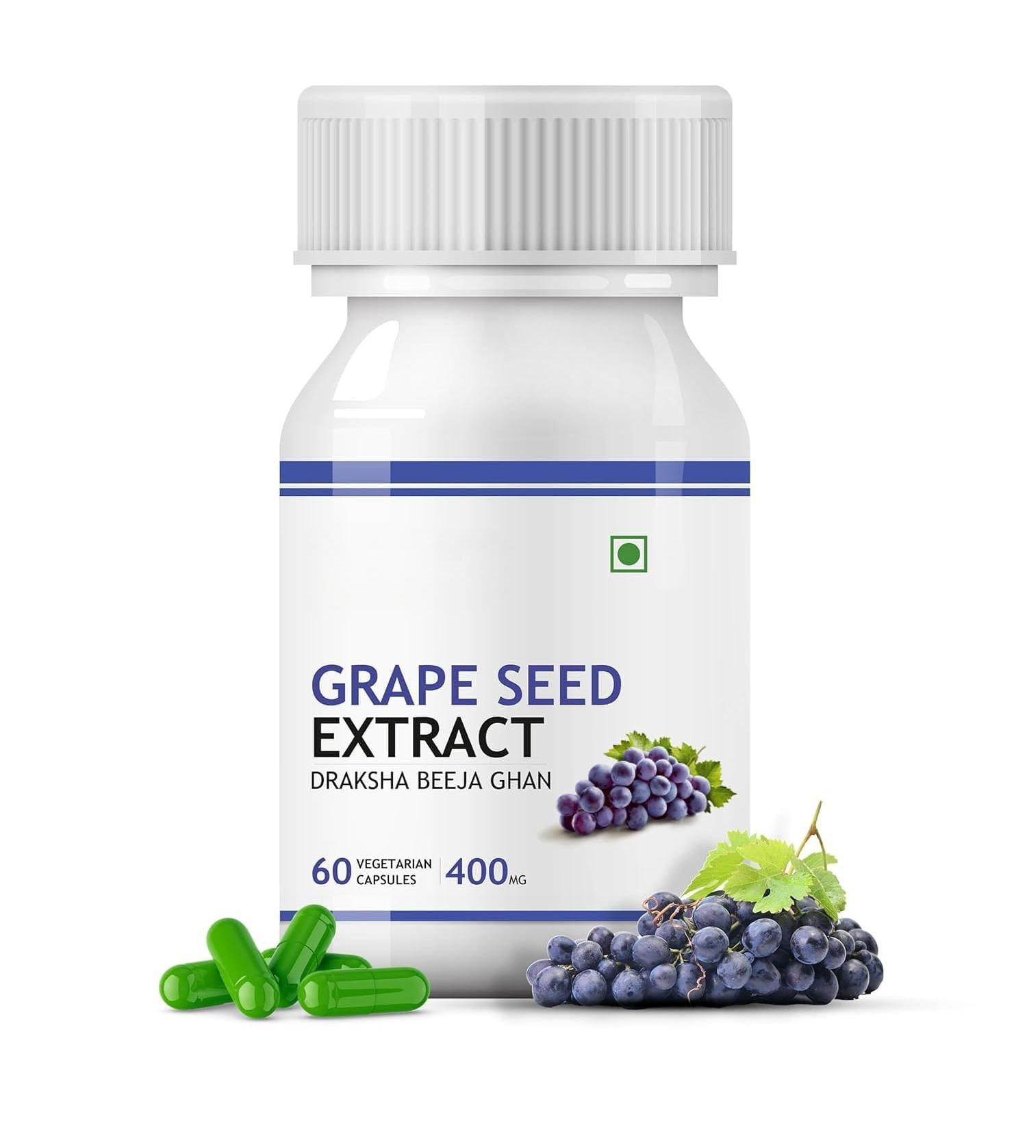Grape Seed Extract (Proanthocyanidins 95%) | 400 mg 60 Veg Capsules | Antioxidant Supplement Strengthens Immunity Promotes Healthy Skin and Hair - Buy Online on GoSupps.com