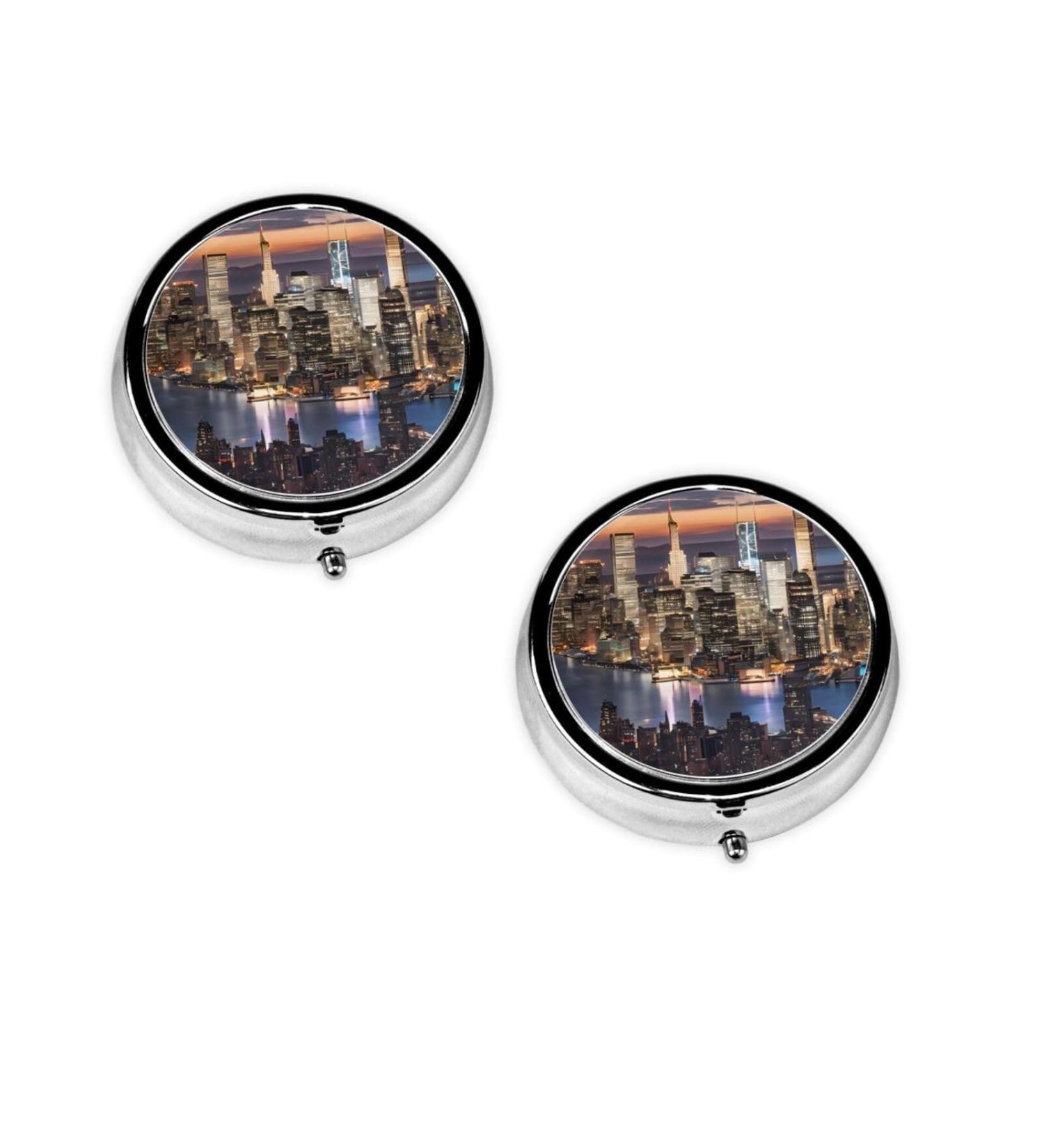 Custom Hong Kong Printed Mini Round Pill Box - 3 Compartment Travel Organizer for Medicine | Portable Pocket & Home Use - Buy Online on GoSupps.com
