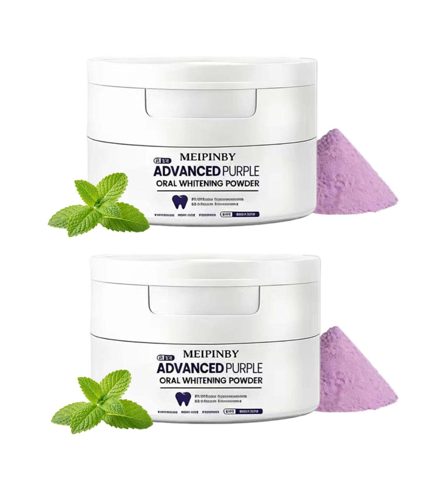 2 PCS Teeth Whitening Powder, Hydroxyapatite Remineralizing Tooth Powder with Niacinamide,R5X Advanced Purple Color Balance Immediate Results, Mint Flavor, 2 * 50 Grams - Buy Online on GoSupps.com