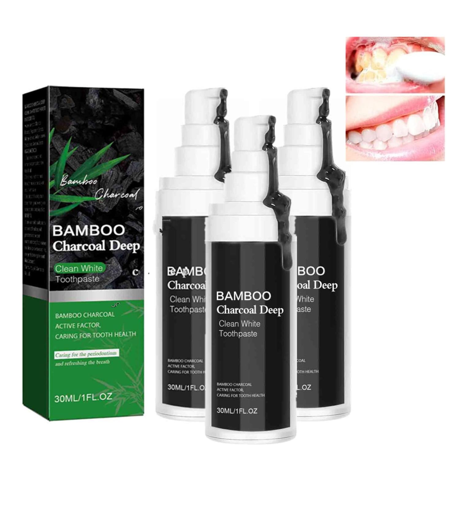 Bamboo Charcoal Deep Toothpaste - Activated Carbon Tooth Whitening - Naturish 3PCs - Buy Online on GoSupps.com