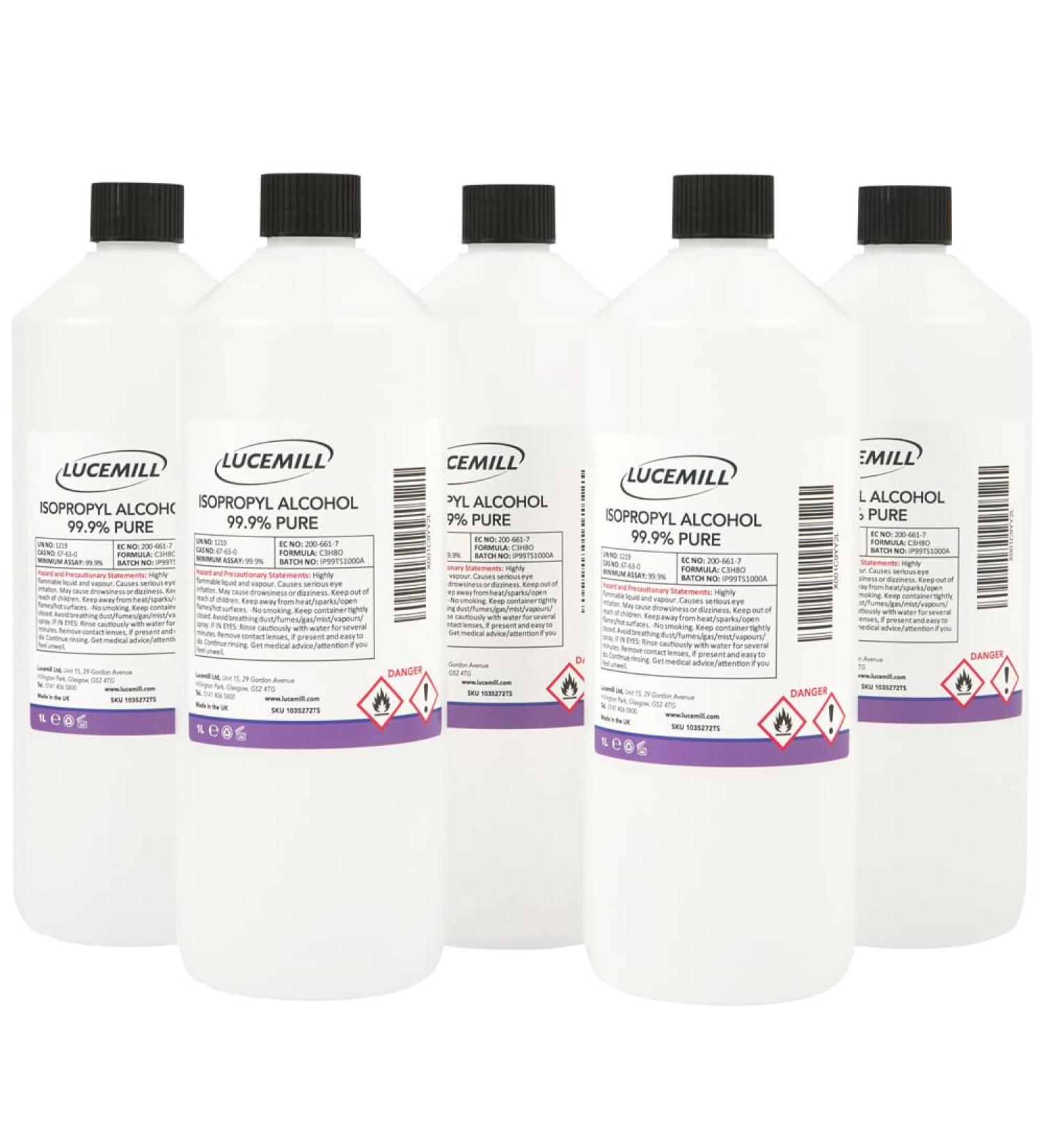 5 Litre (5 x 1L) Isopropyl Alcohol 99.9% Pure IPA Isopropanol Liquid 1 l (Pack of 5) - Buy Online on GoSupps.com