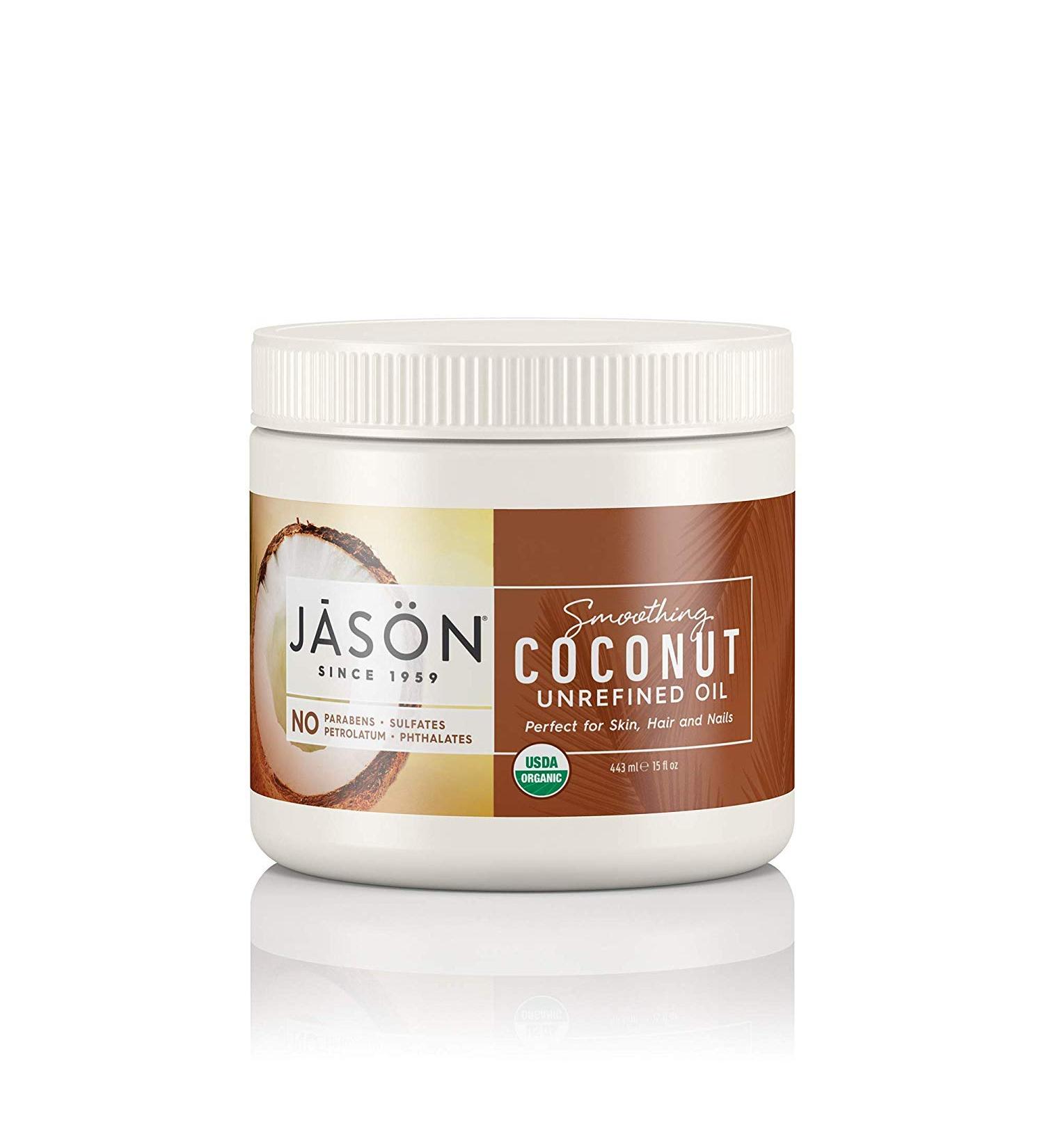 Jason Organic Unrefined Coconut Oil 15 Oz - Smoothing Formula for Skin & Hair - Buy Online on GoSupps.com