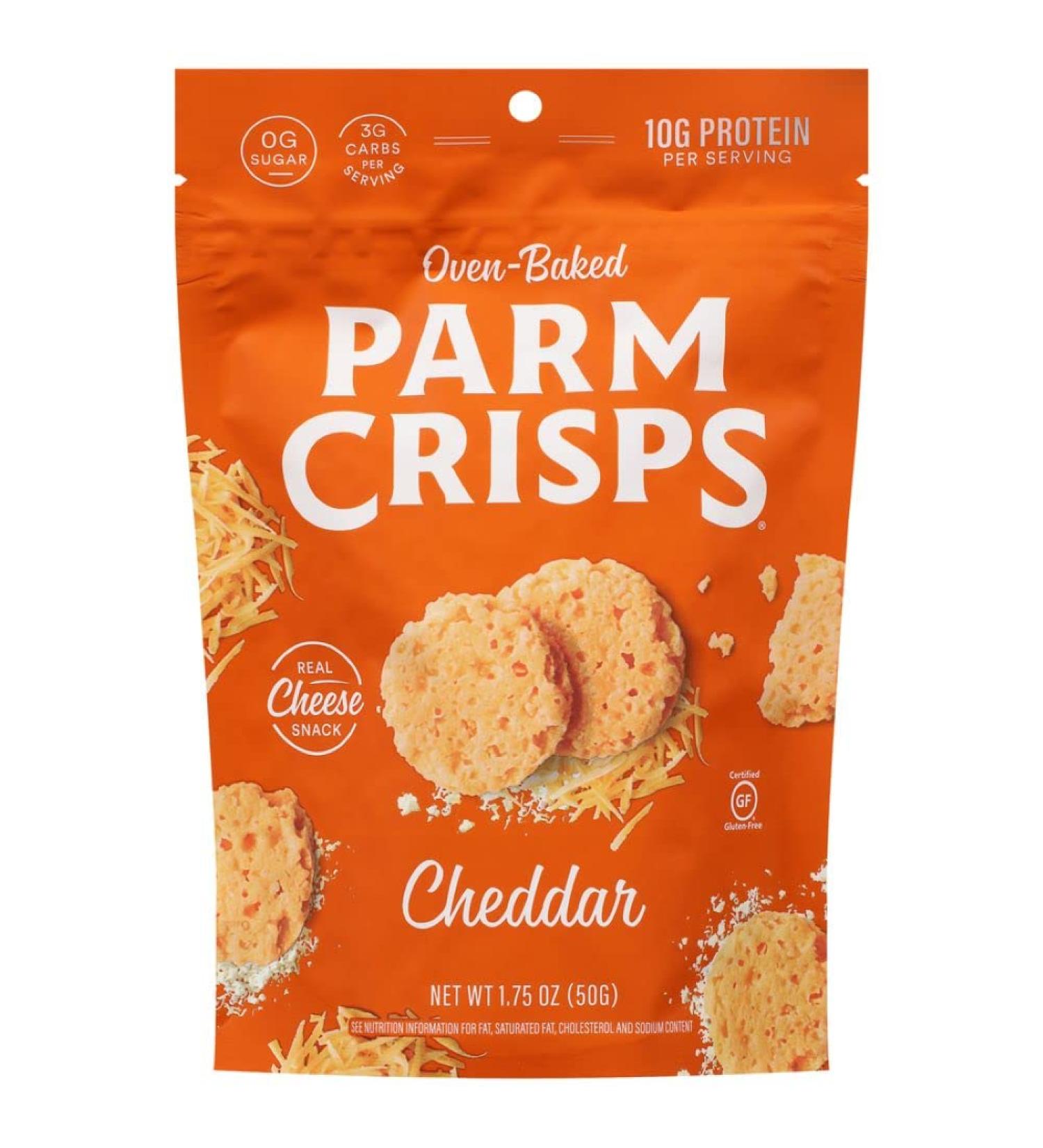ParmCrisps - Cheddar Cheese Crisps Made Simply with 100% REAL Cheese | Healthy Keto Snacks Low Carb High Protein Gluten Free Oven Baked Keto-Friendly | 1.75 Oz (Pack of 12)