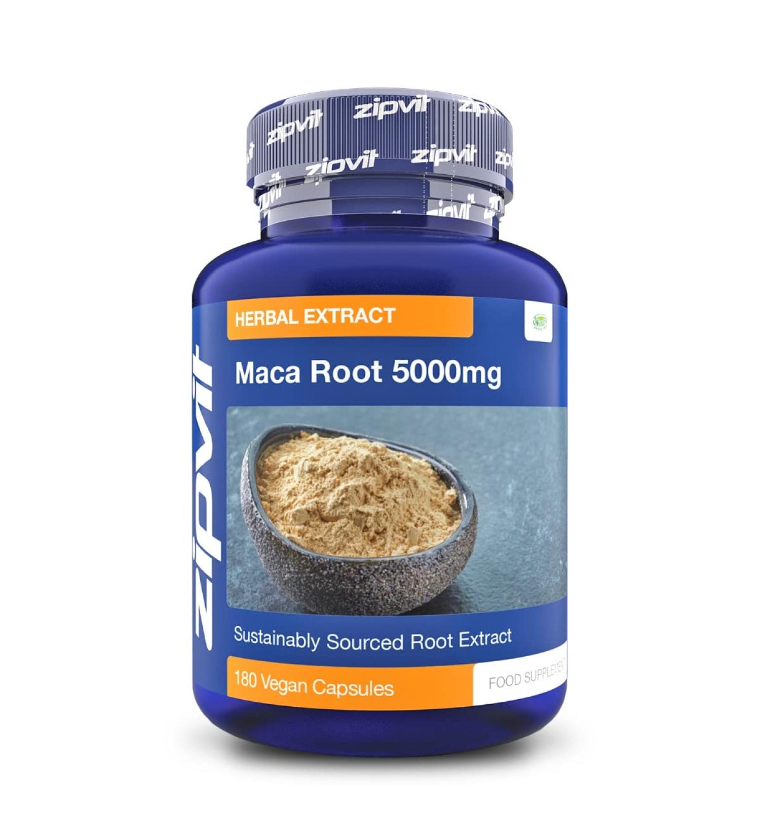 High Strength Maca Root Capsules 5000mg - Black and Yellow Maca Combination Extract - 180 Vegan Capsules - 6 Months Supply - Buy Online on GoSupps.com
