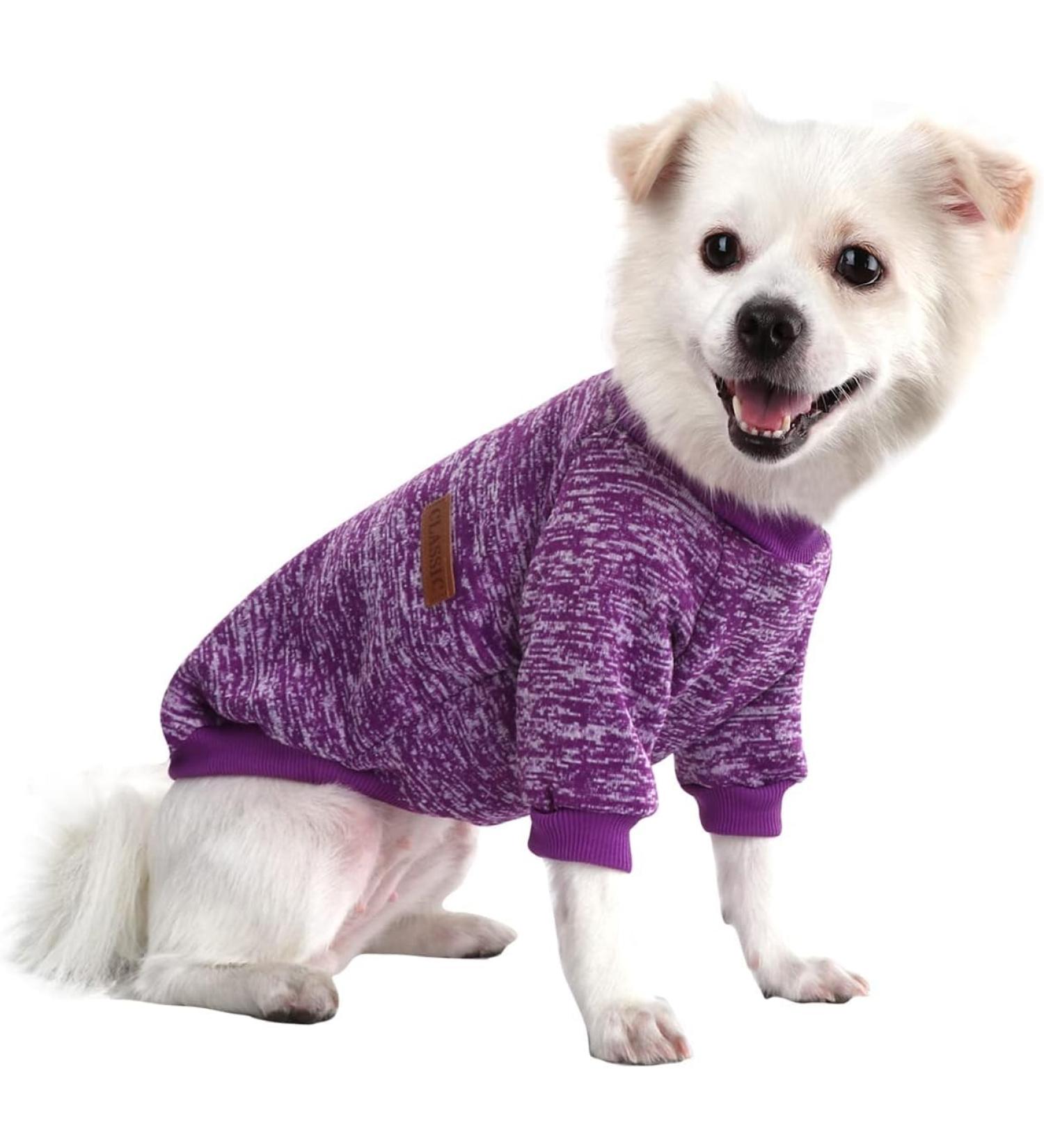 Shop Hualisiji Purple 5XL Dog Sweater - Warm Lightweight Sweatshirt for Large Dogs - Soft and Elastic Comfort - Buy Online on GoSupps.com