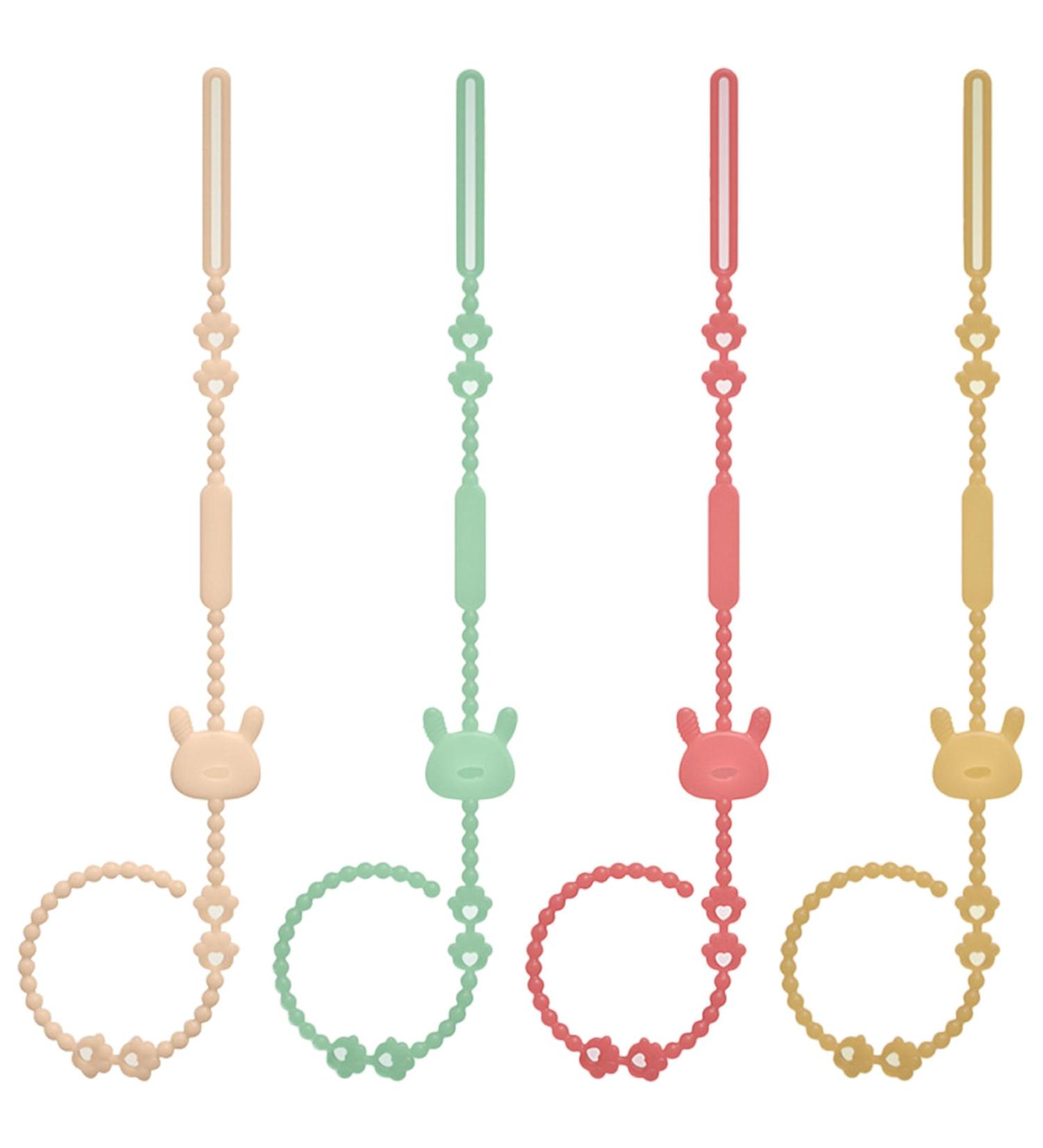 4PCS Silicone Pacifier Holder Clips - Adjustable & Stretchy Baby Toy Belts for Strollers & High Chairs - Buy Online on GoSupps.com