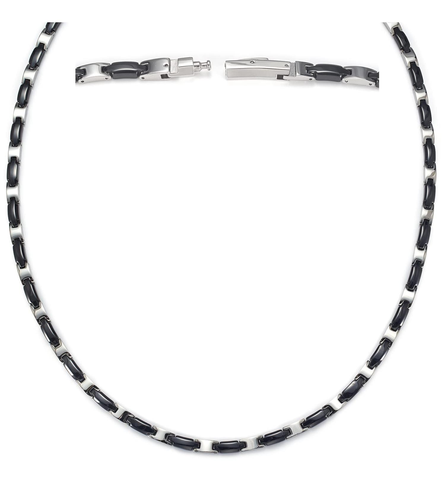 ENERCOPPEX 316L Stainless Steel & Ceramics Magnet Therapy Necklace for Arthritis - 27 Metal Germanium Elements - Unisex Health Jewelry 54cm/21in - Buy Online on GoSupps.com