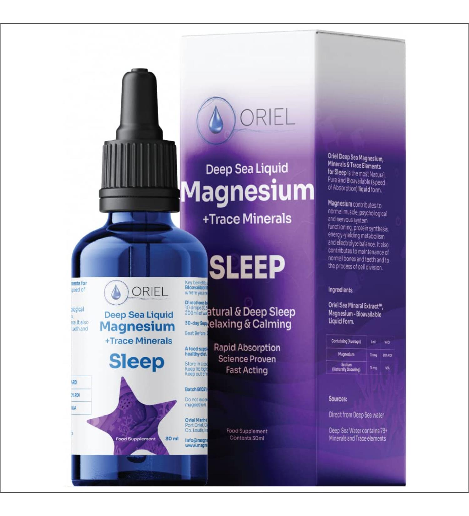 Oriel Magnesium Deep Sea Liquid Drops for Sleep | 30 mL | Supports Natural Relaxation & Calm - Buy Online on GoSupps.com