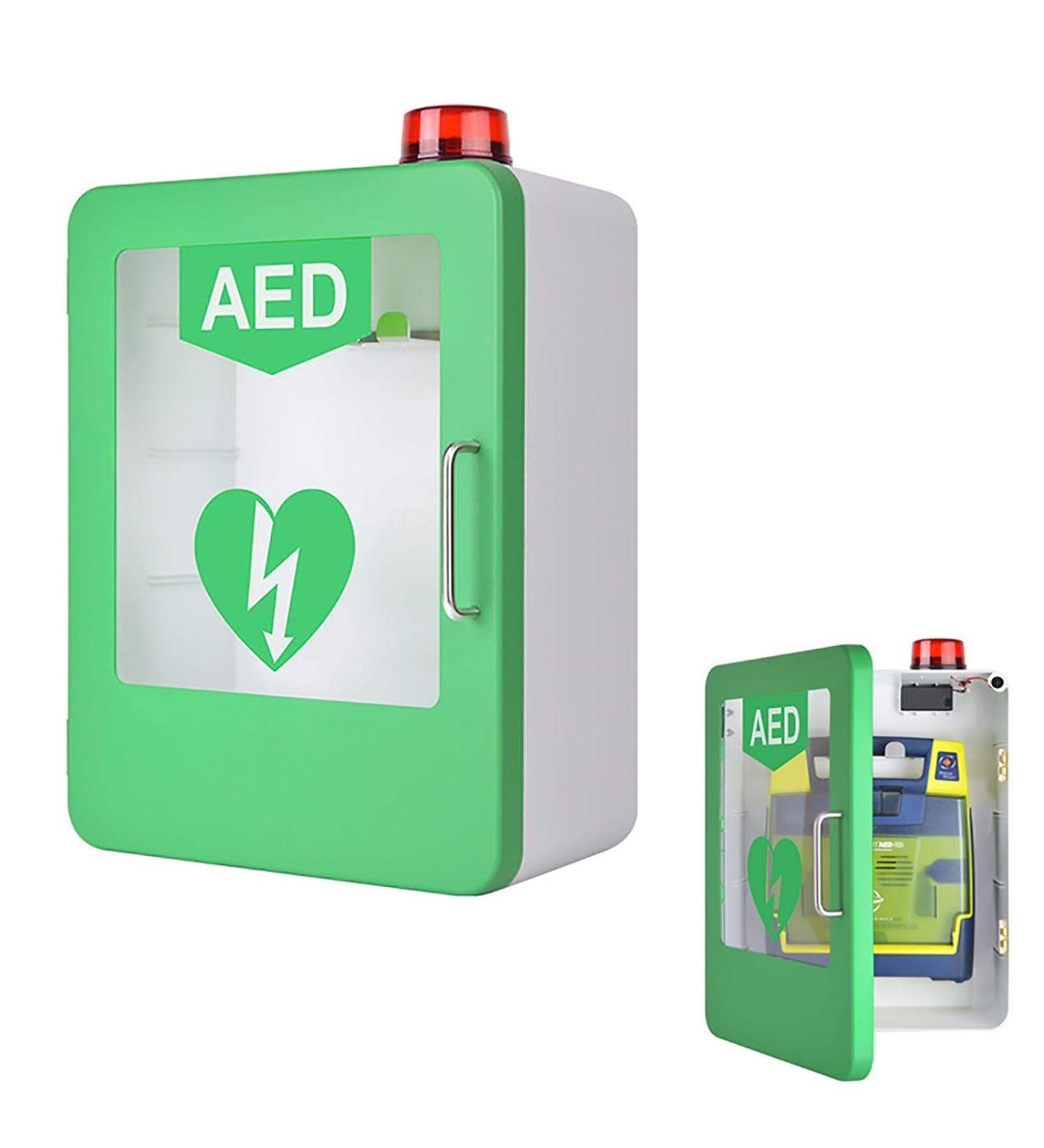 Qianmei AED Defibrillator Wall Cabinet with Key & Alarm | ABS Defibrillation Box for Home Schools & Clubs - Buy Online on GoSupps.com