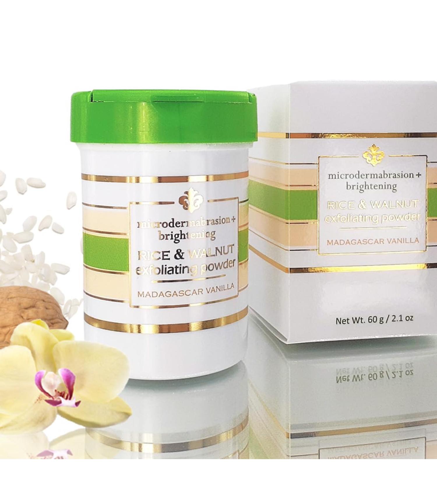 Buy Rice and Walnut Exfoliating Powder - All Natural Madagascar Vanilla Scrub for Pore Purifying & Anti-Aging - 2.1 oz - Buy Online on GoSupps.com