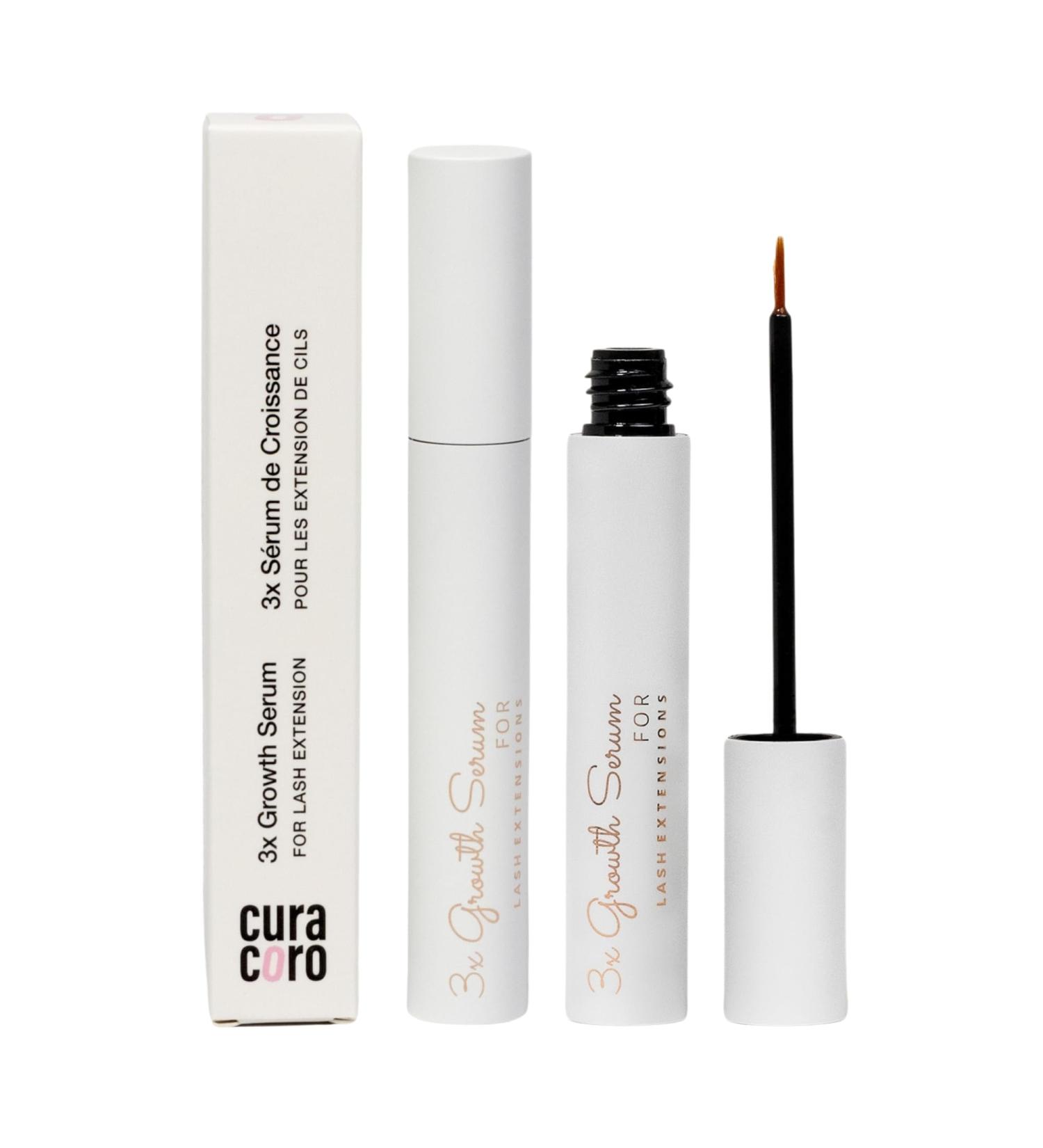 Curacoro 3x Growth Serum - Lash Extension & Eyelash Enhancer for Fuller Longer Lashes - Peptide Serum for Natural Lashes & Eyebrows (5ml) - Fast International Shipping - Buy Online on GoSupps.com