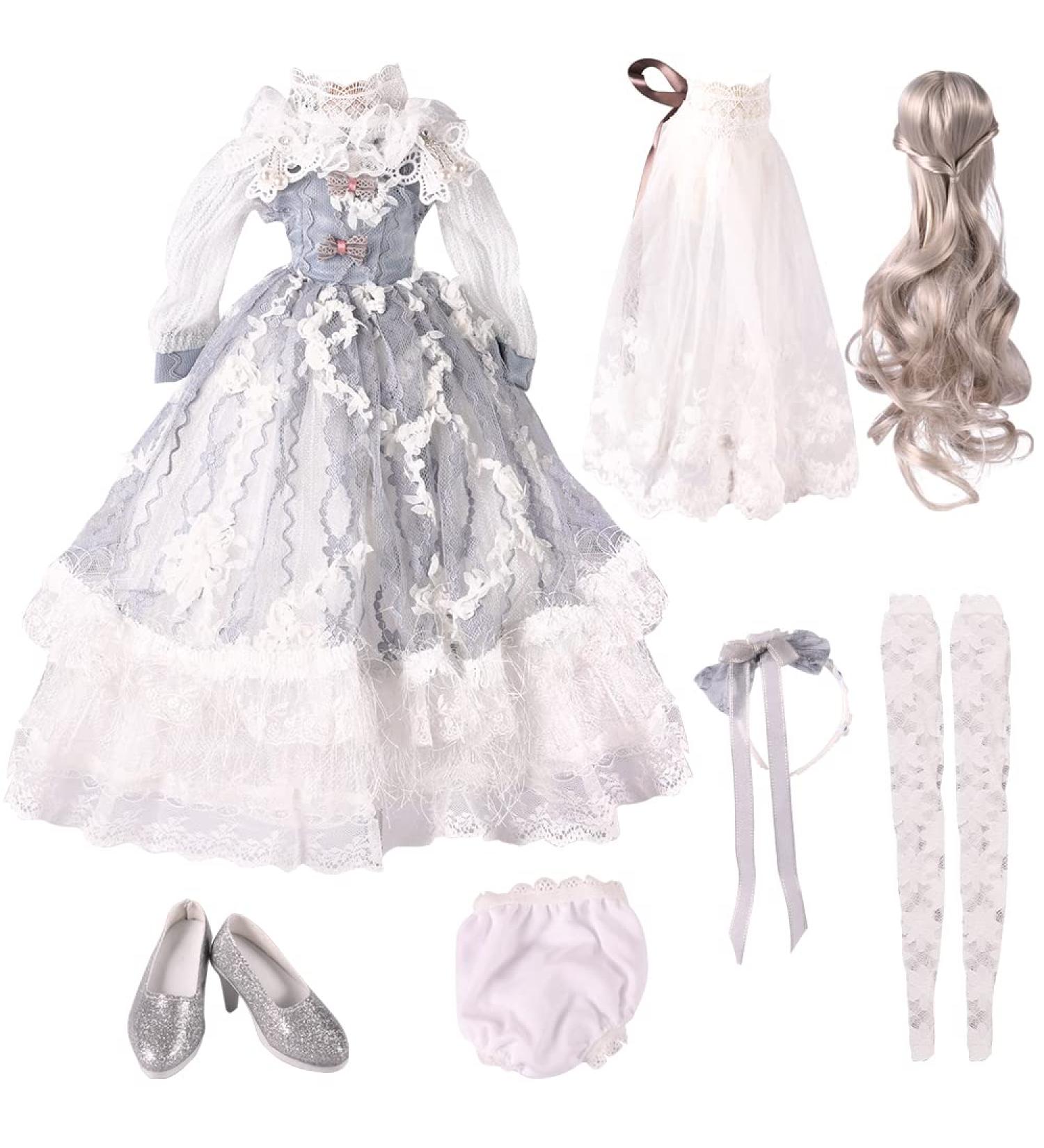 UCanaan Full Set of 1/3 SD BJD Doll Clothes, Wigs, Shoes