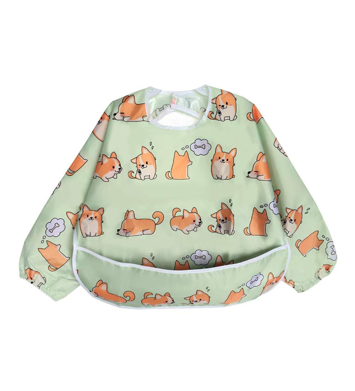 Waterproof Long-Sleeved Baby Bib with Large Pocket - Little Dimsum Little Puppy Design - Buy Online on GoSupps.com