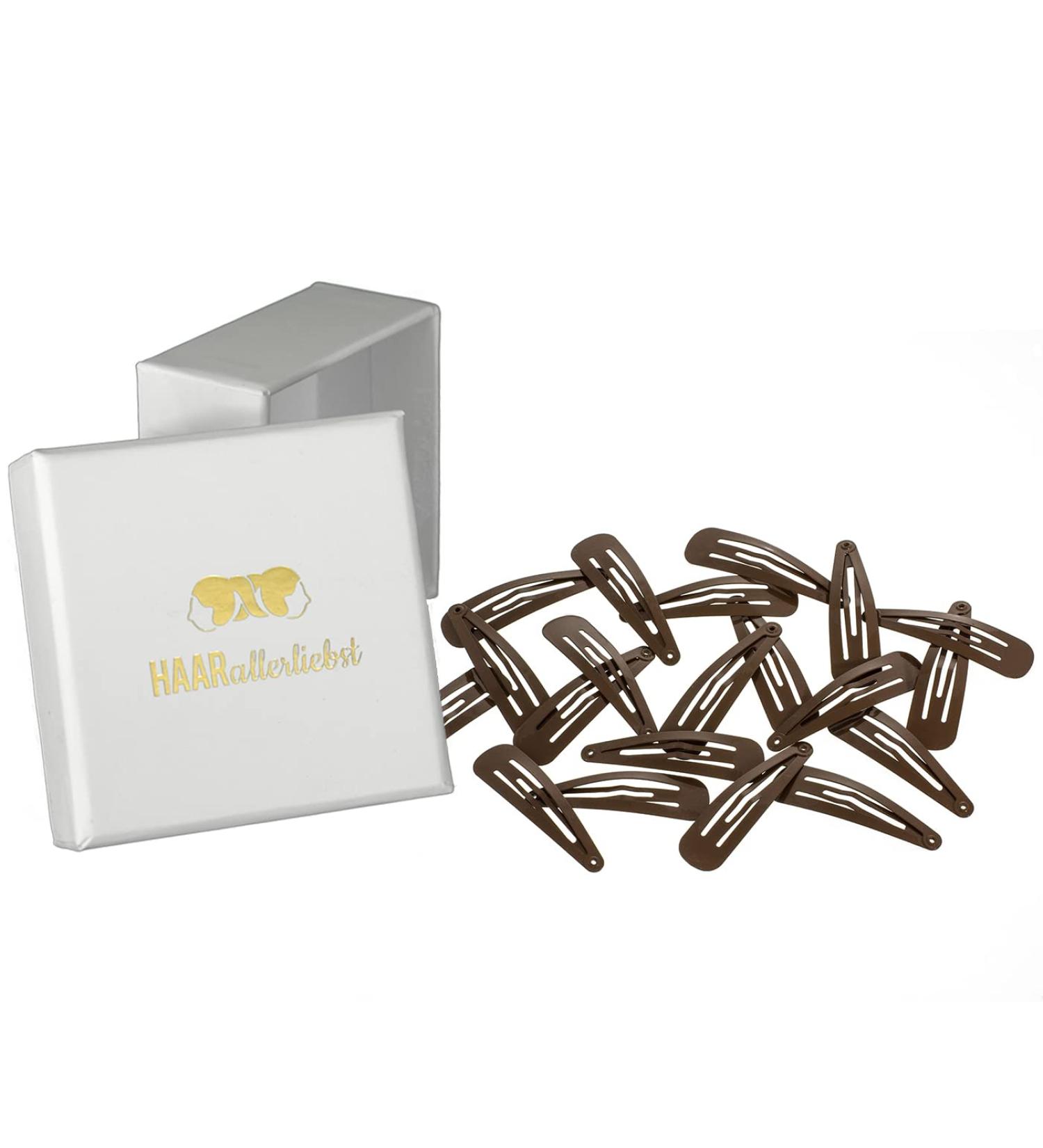 HAARallerliebst Hair Clips - 20pc Brown (5cm) with White Storage Box - International Shipping Available - Buy Online on GoSupps.com