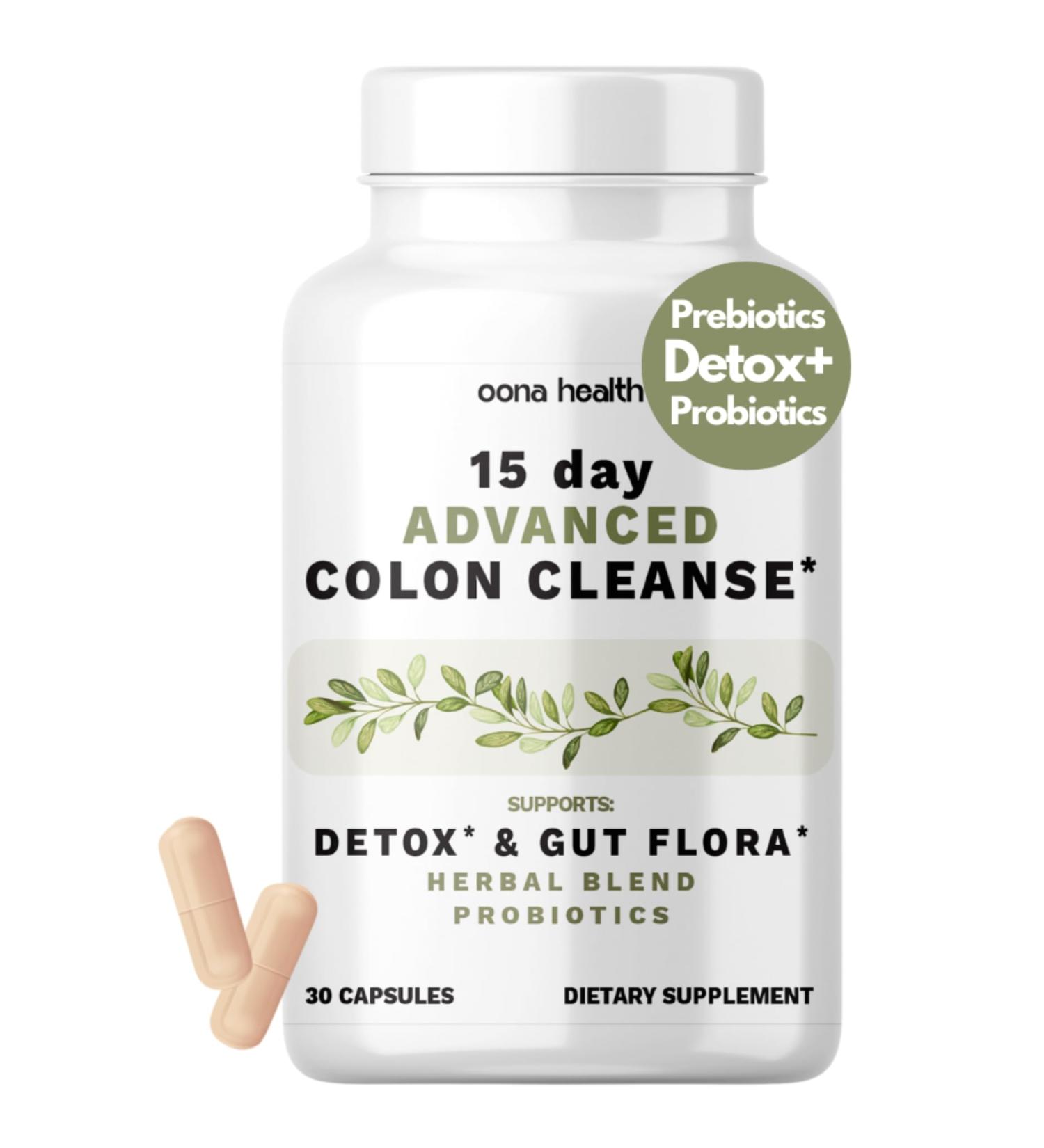 15 Day Advanced Colon Cleanse Probiotics & Natural Herbs Supports Detox & Gut Flora for Women & Men with Cascara Sagrada Psyllium Husk & Senna Leaf 30 Capsules 1-2 Daily | 15 Day Cleanse - Buy Online on GoSupps.com