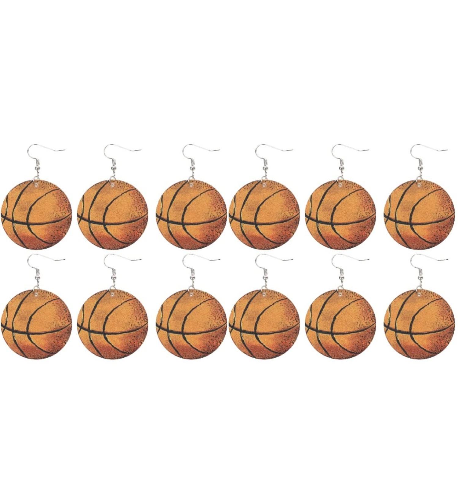 6 Pairs basketball earrings baseball earrings fashion jewelry for women soccer dangle earrings womens gifts earrings for women trendy lovers gifts Miss football leather personality - Buy Online on GoSupps.com