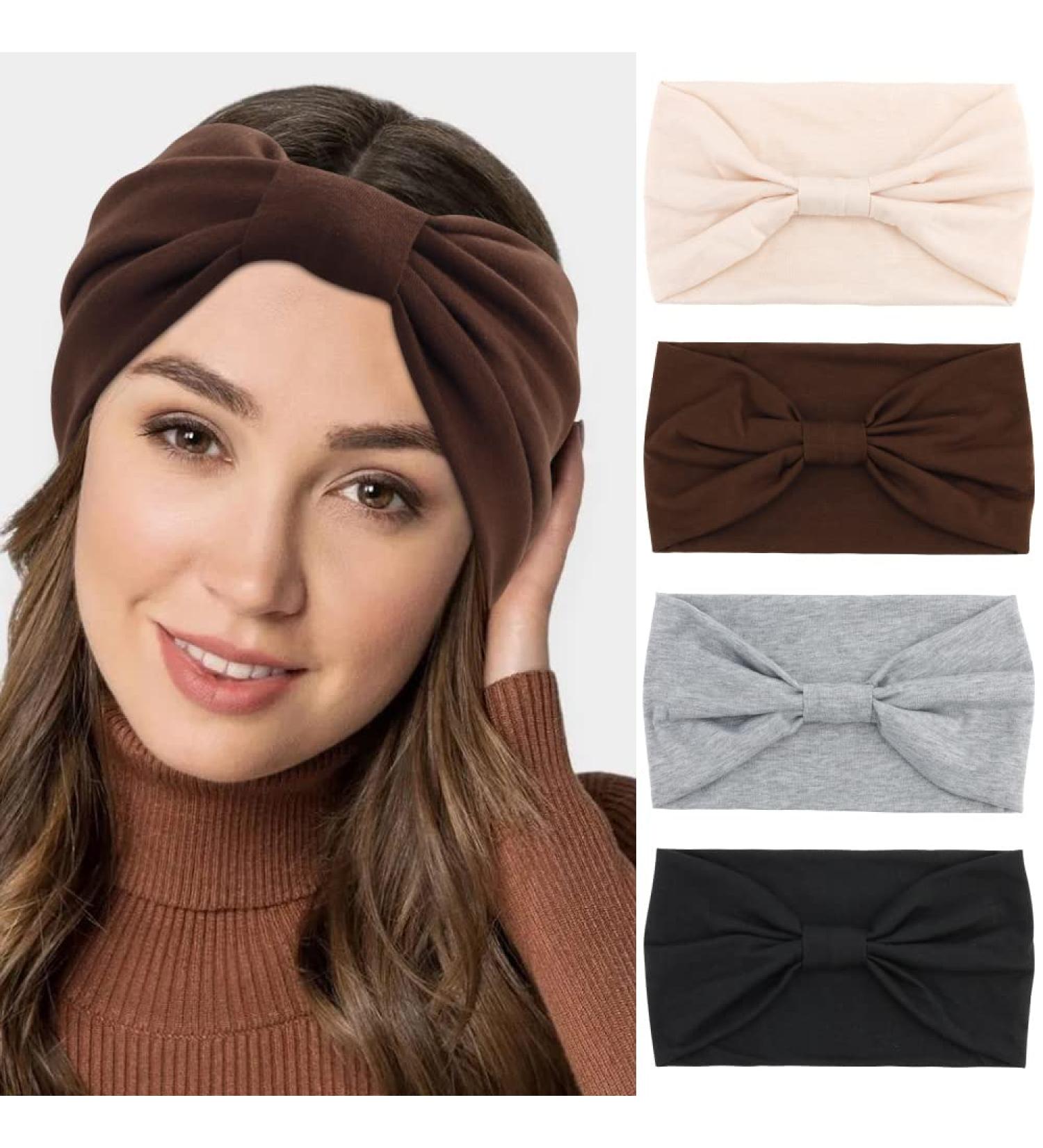 Atoden Wide Headbands for Women - 4 Pack Non Slip Knotted Headbands for Hair - Stretchy & Stylish Hair Accessories for Workout and Yoga - Buy Online on GoSupps.com