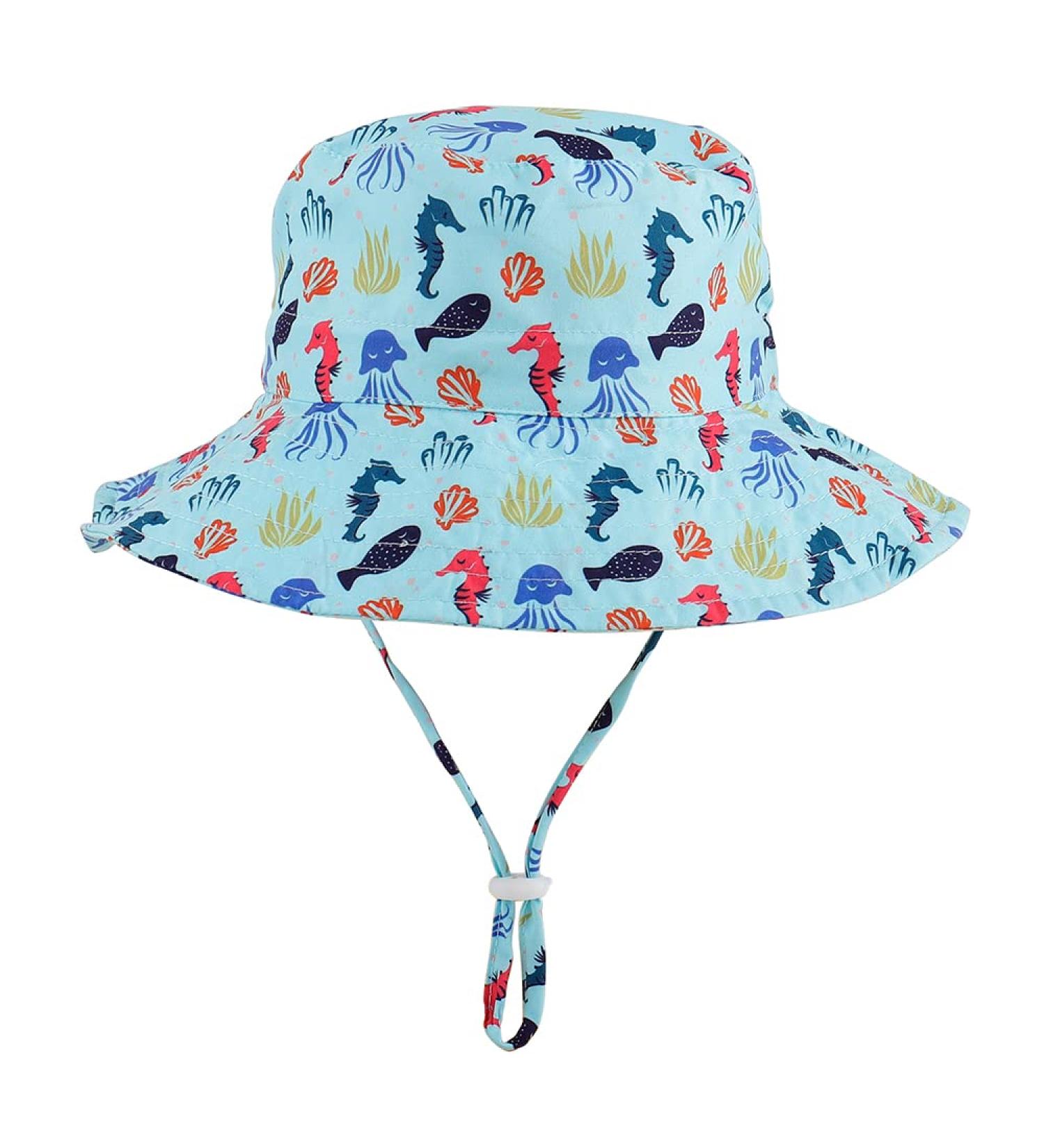 LACOFIA Toddler Baby Sun Hat | Wide Brim Bucket Hat for Kids 3-7 Years | Adjustable for Outdoor Swim, Beach, Pool | Unisex (Light Blue) - Buy Online on GoSupps.com