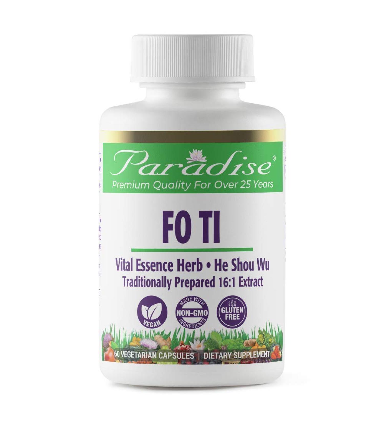 Paradise Herbs Fo Ti - 60 Vegetarian Capsules for Vitality & Wellness - Buy Online on GoSupps.com
