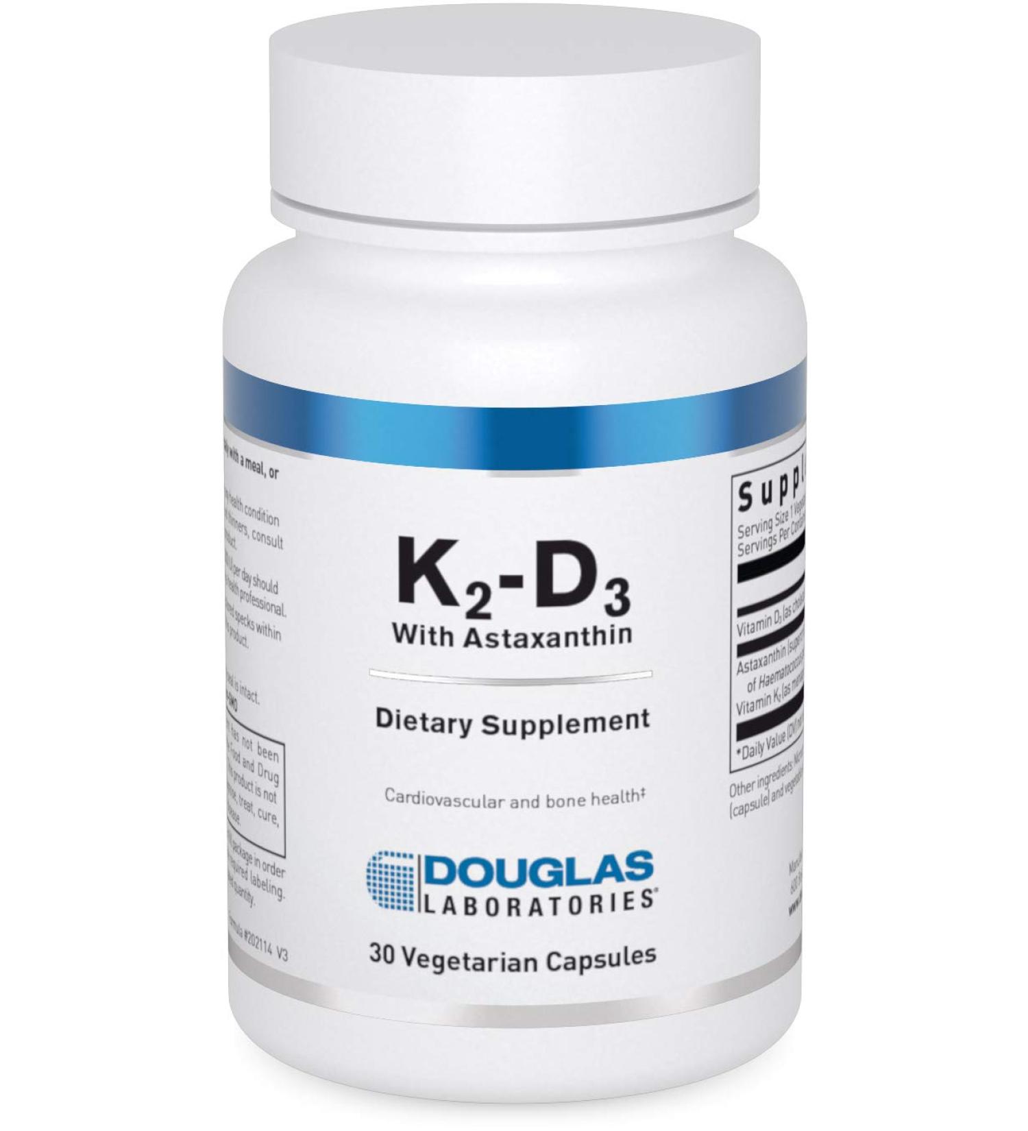 Douglas Laboratories K2-D3 with Astaxanthin | Antioxidant Support for Bones, Immune Function, and Vascular Health | 30 Capsules - Buy Online on GoSupps.com