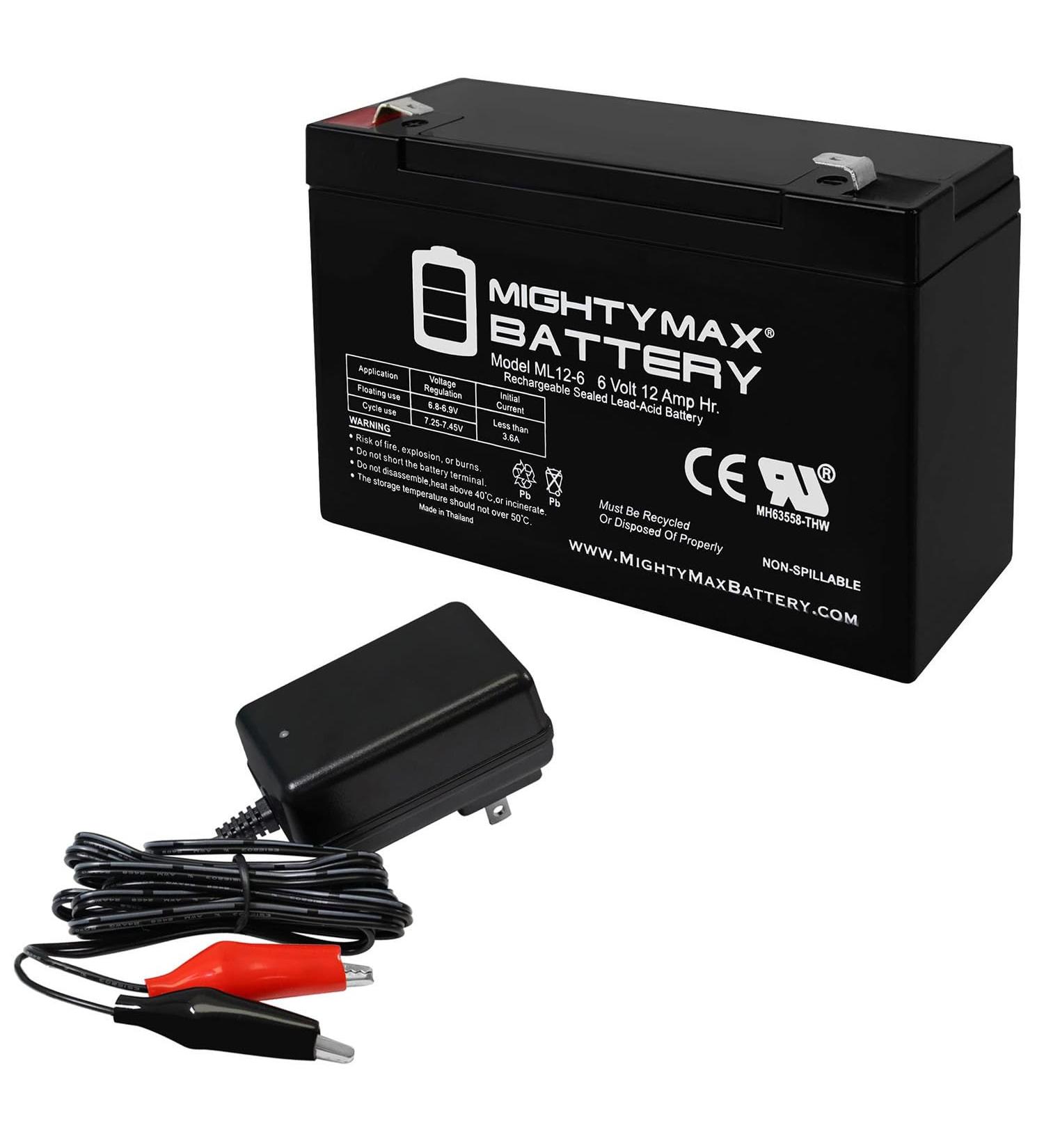 Mighty Max 6V 12AH Battery - Replacement for Emergi-Lite LSM27 LSM272 M3 M3003 + 6V Charger - International Shipping Available - Buy Online on GoSupps.com