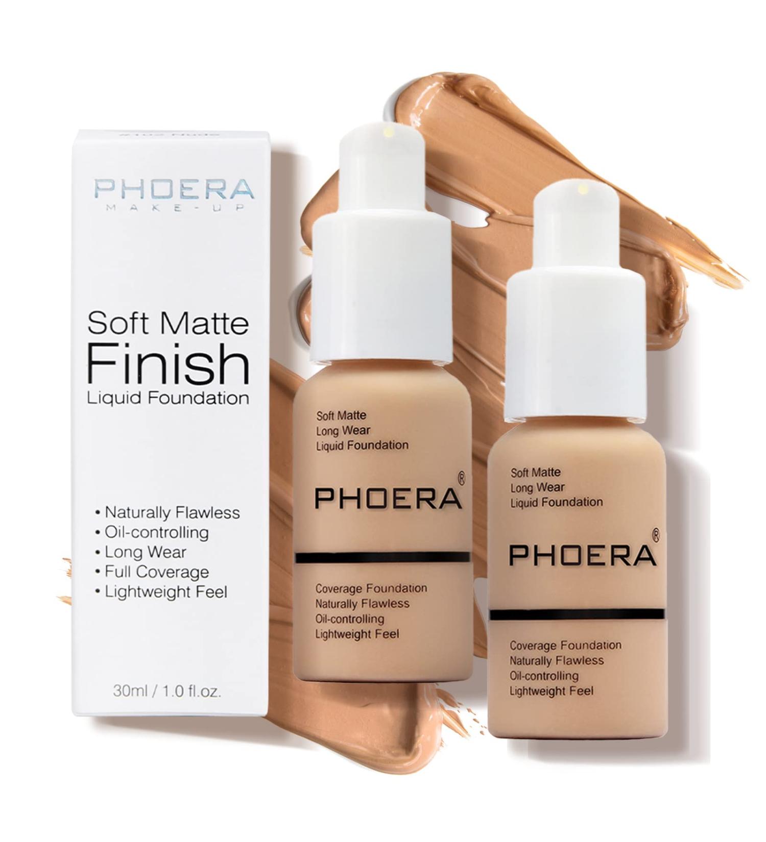 PHOERA Foundation 2pcs Blemish Covering Foundation Waterproof Long Lasting Full Coverage Foundation  - Buy Online on GoSupps.com