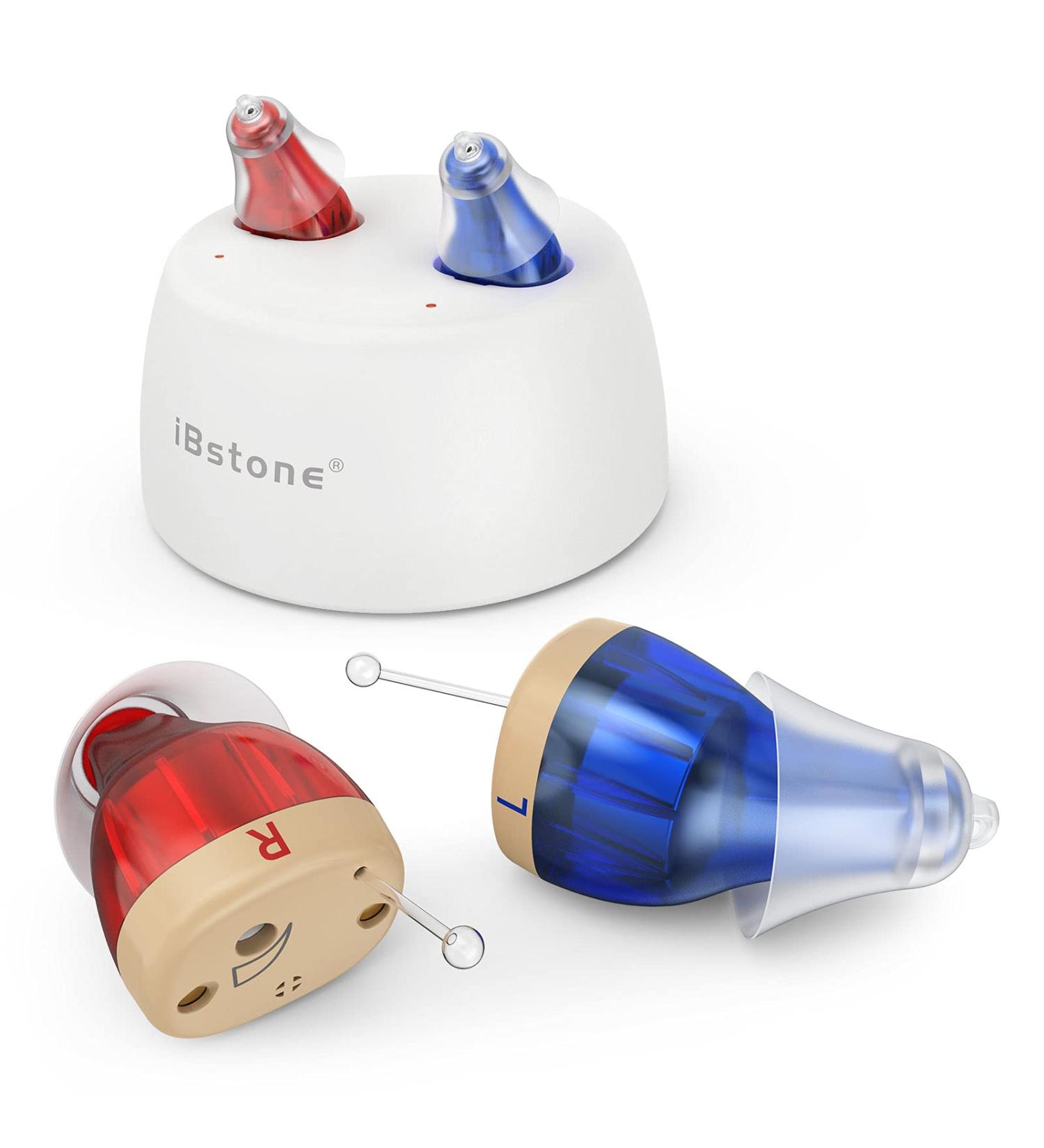 iBstone Rechargeable Hearing Amplifier | Mini Digital CIC Hearing Devices for Adults & Seniors | Blue & Red Pair | K17 - Buy Online on GoSupps.com