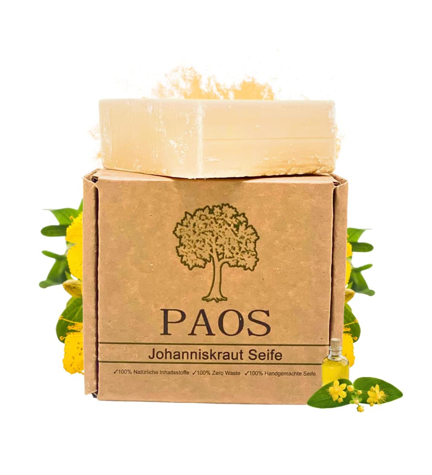 St John's Wort Soap Approx. 150 g Natural Cosmetics Recommended for Acne Pimples Blackheads Eczema Fungi Psoriasis & Neurodermatitis Vegan Cruelty Free - Buy Online on GoSupps.com