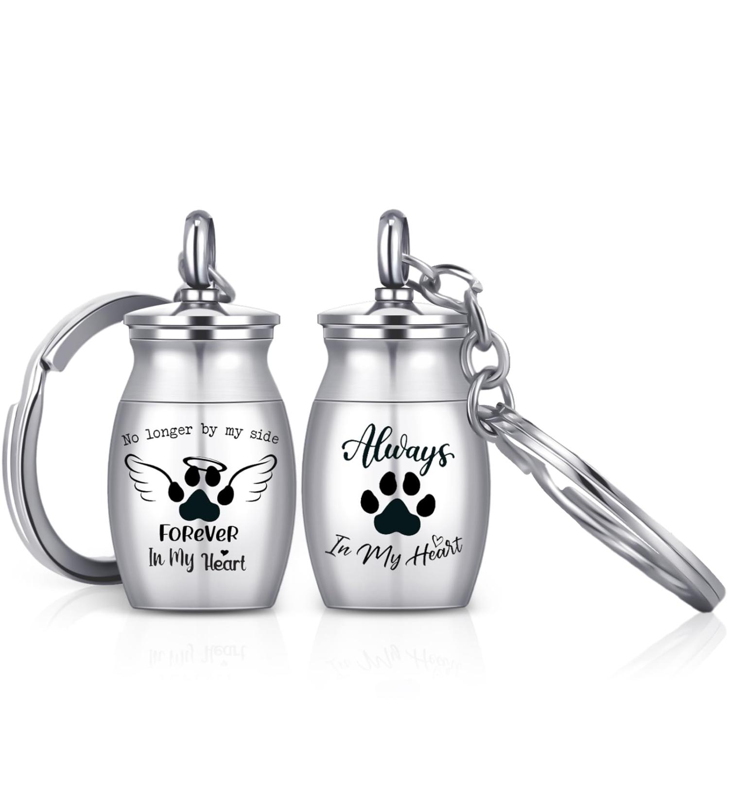Partideal Pet Urns Keychain Dog Paw Cremation Urn Keyring Double Sided Dog Urn Memorial Keychain Always in My Heart for Pet Cremation Jewellery Pend Paw Print Memorial Urn - Buy Online on GoSupps.com