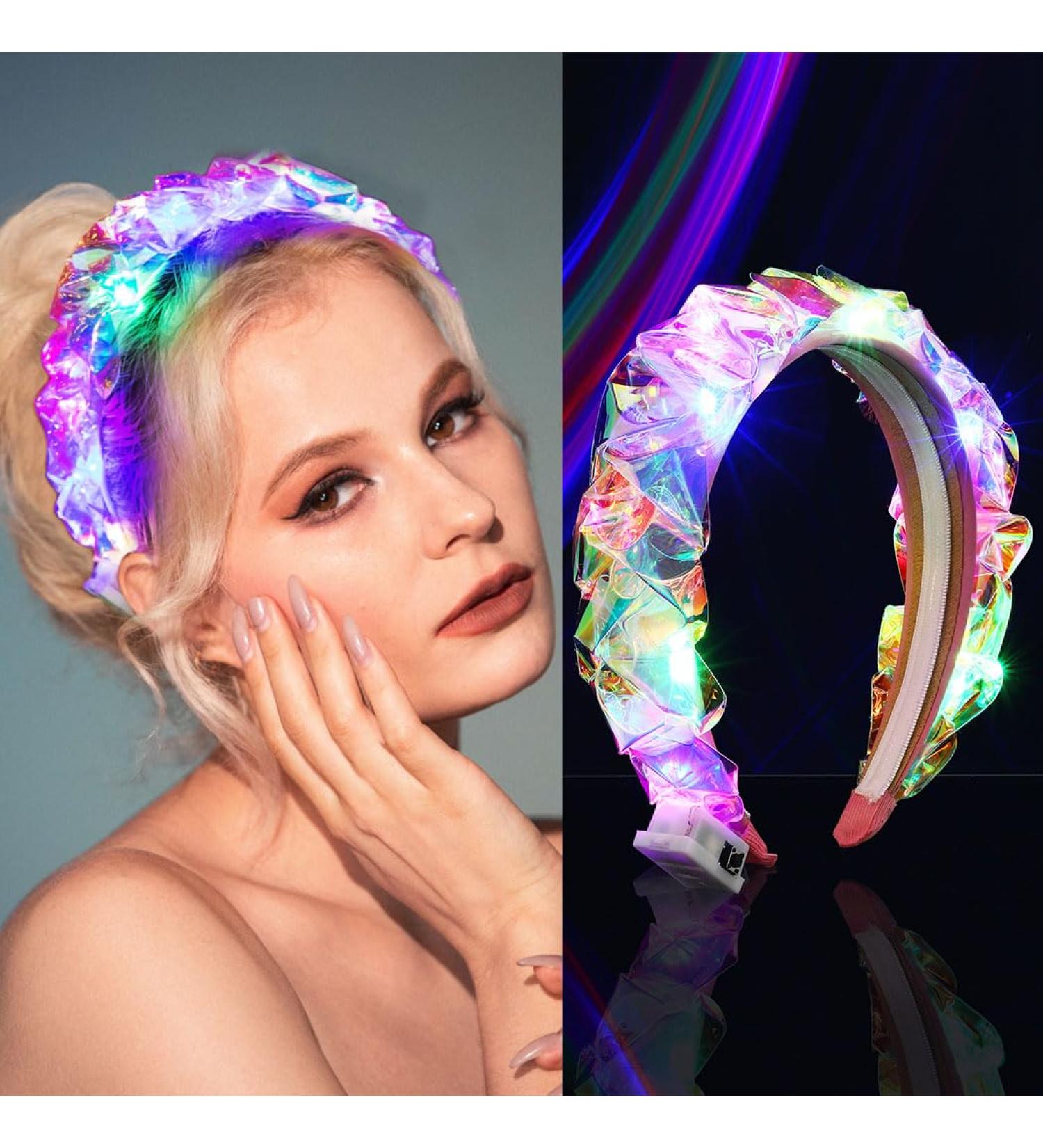 Vakkery Light Up Headband LED Flash Glowing Hair Bands Headbands Laser Hair Hoop for Nightclub Costume Headwear Festival Party Hair Accessories for Women - Buy Online on GoSupps.com