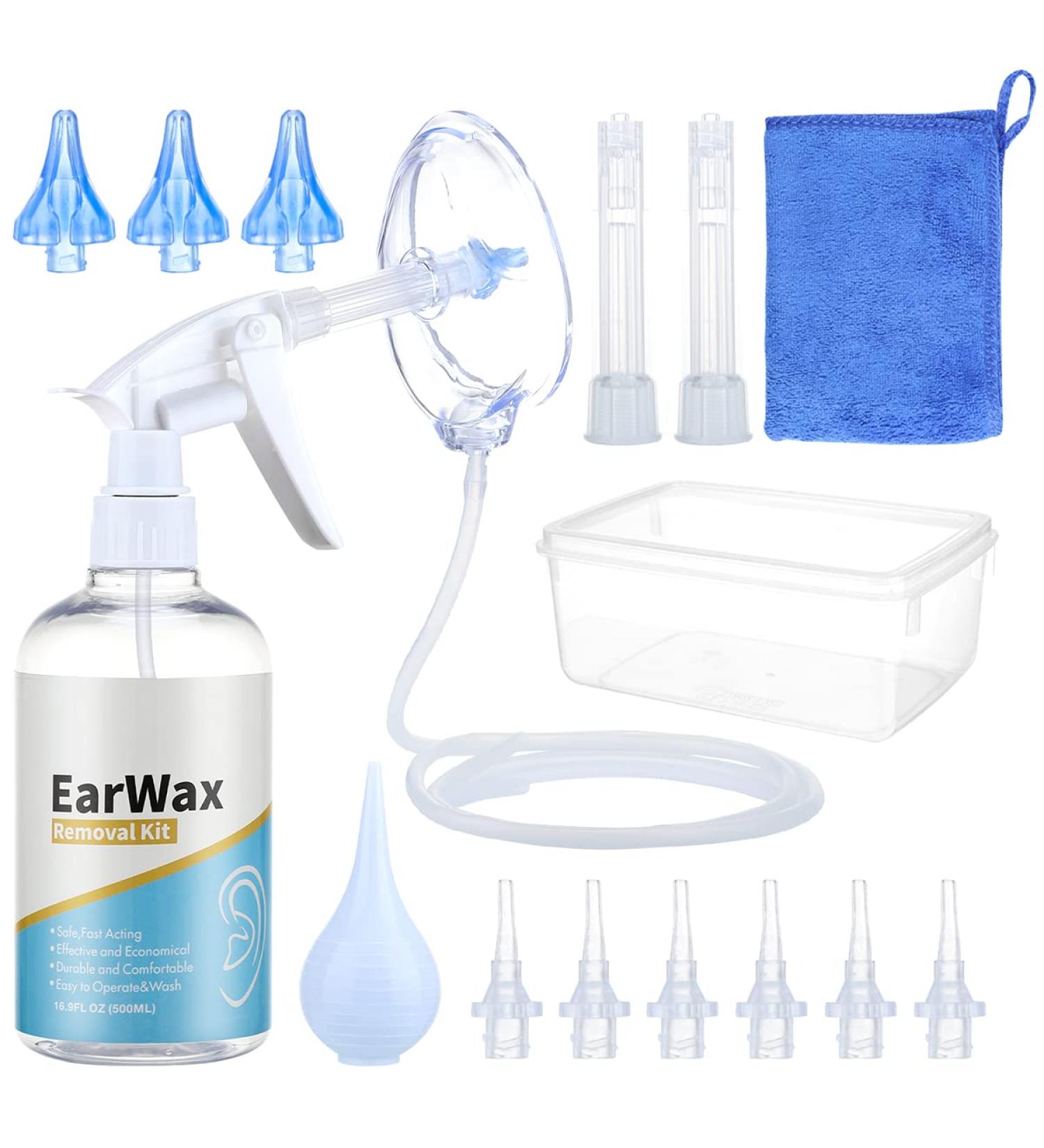 Nicoport A1B Ear Wax Removal Kit - Reusable & Safe Ear Cleaner for Kids, Adults, Elders - Effective Ear Wash System with 500ml Earmuffs - Buy Online on GoSupps.com