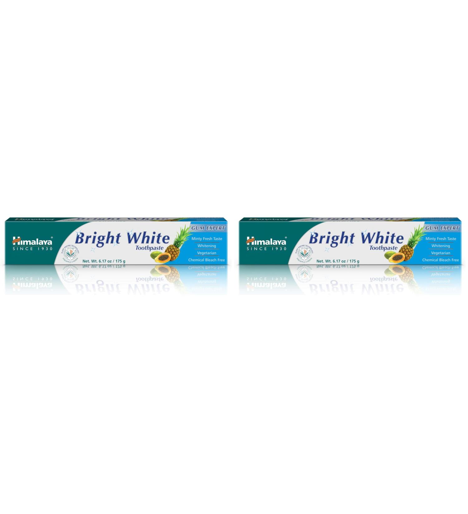 Himalaya Bright White Toothpaste Fluoride Free to Reduce Plaque & Whiten Teeth 6.17 oz (Pack of 2) - Buy Online on GoSupps.com