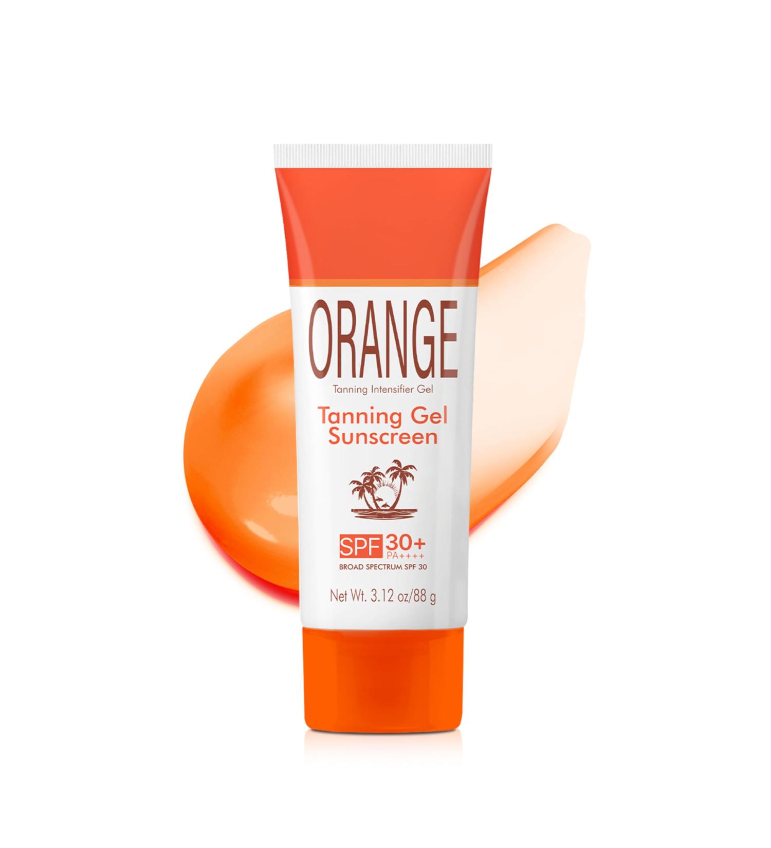 Orange Tanning Gel Sunscreen SPF 30+ Hydrating Balm-to-Oil Bronzing Formula with Coconut Oil Vitamin E & A Non-Greasy Sunblock for Smooth Glowing Skin 3.12 oz (1) - Buy Online on GoSupps.com