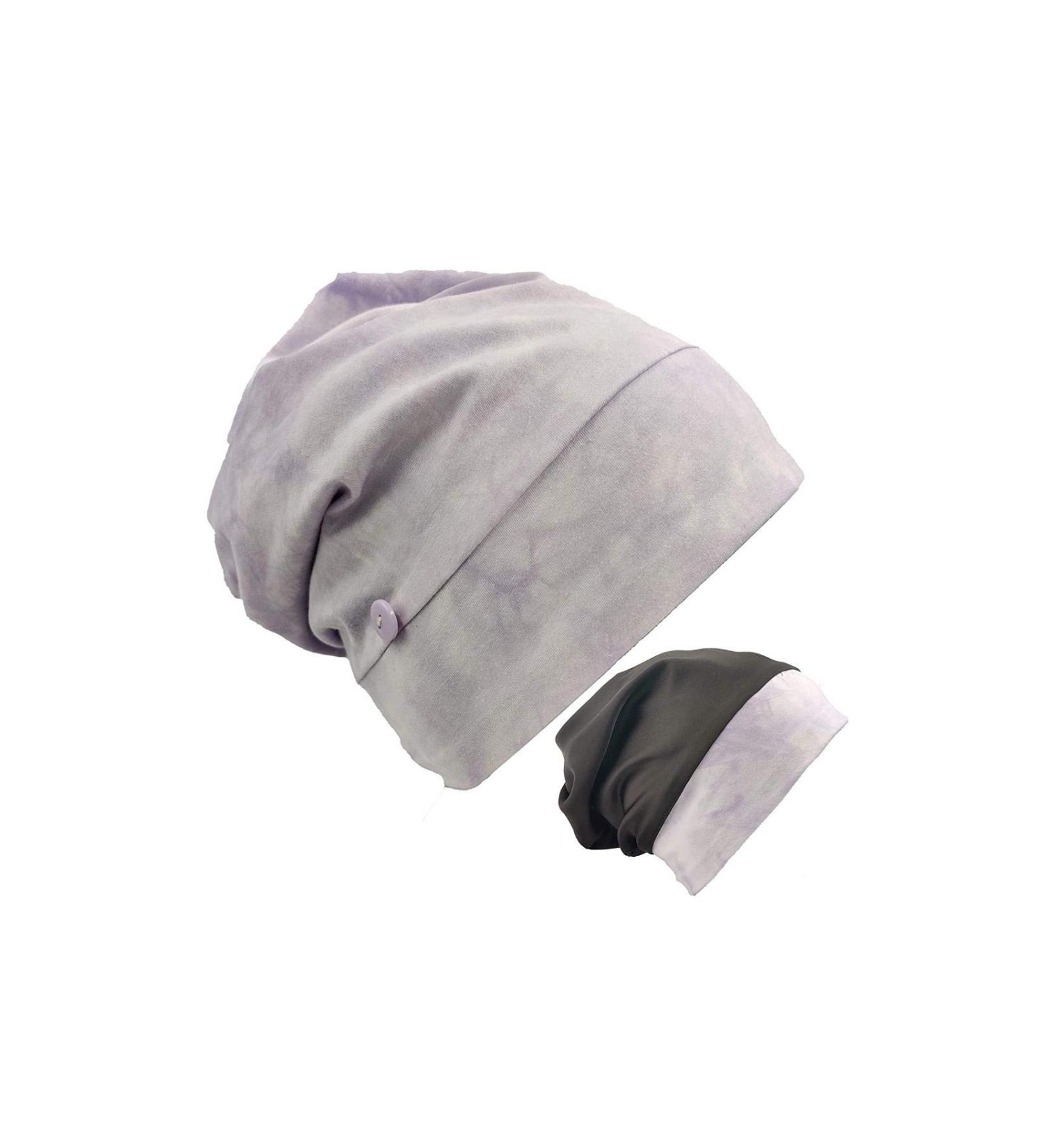 Kid's Satin Lined Sleep Bonnet Cap with Button for Facemask Ear Protection - Purple - Buy Online on GoSupps.com