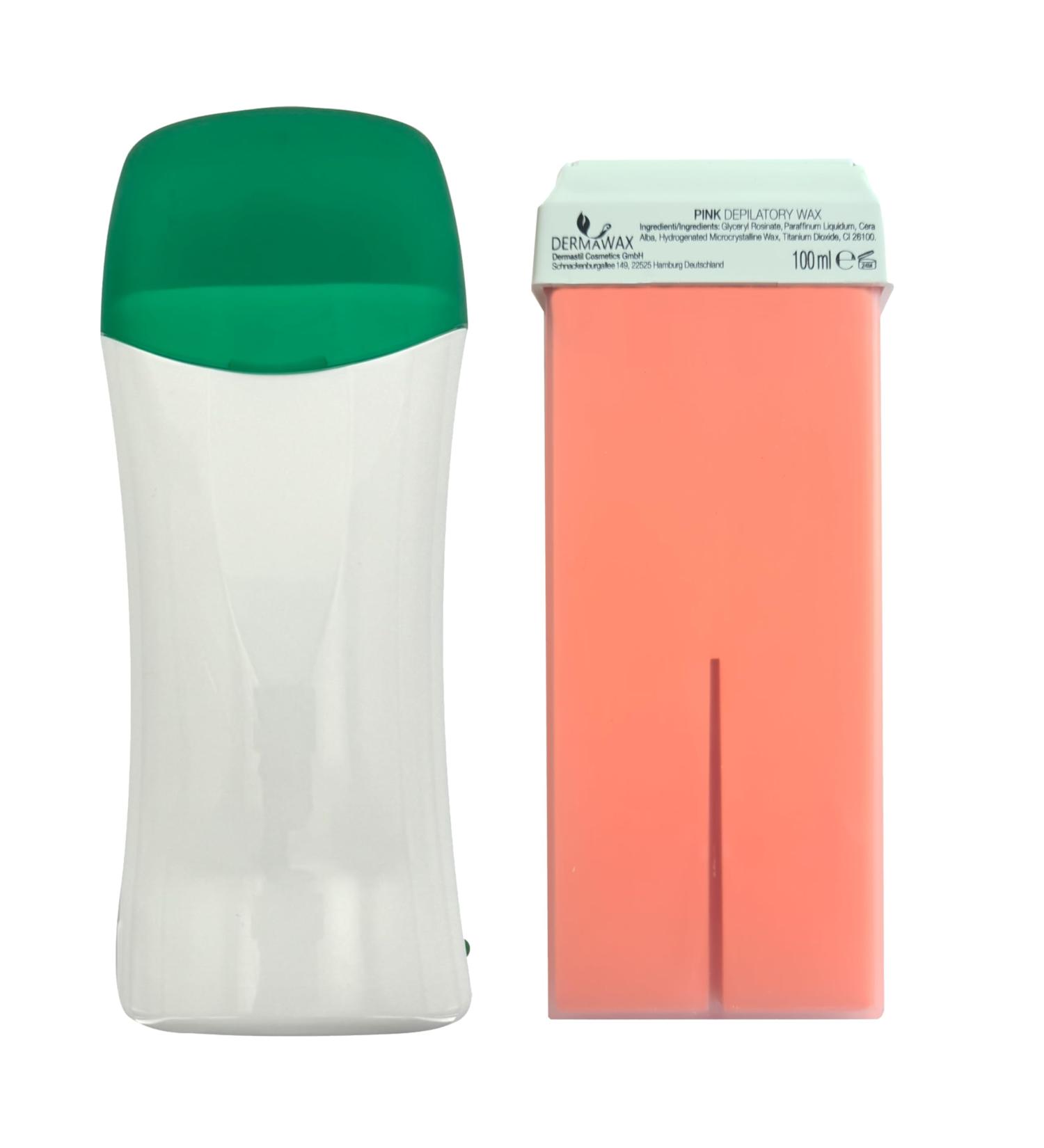 Dermawax Roll-On Wax Heater Pink TIO2 Warmwax Set - Effective Hair Removal & Leg Waxing with Fleece Strips - International Shipping - Buy Online on GoSupps.com