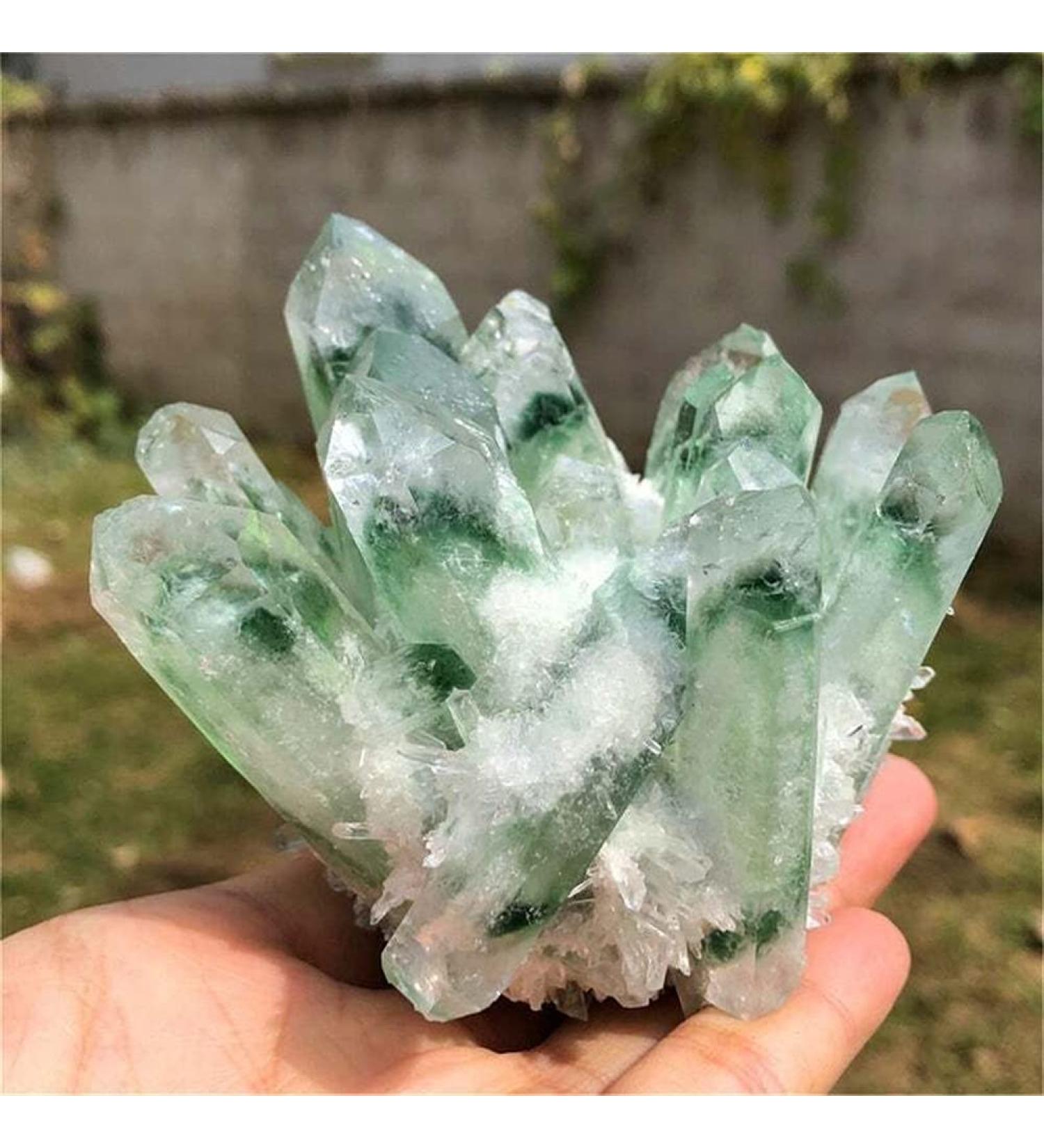 for 400G+Natural Green Quartz Quartz Cluster Crystal Green Quartz Point Specimen Degaussing Decor Collection Crystal Cluster - Buy Online on GoSupps.com