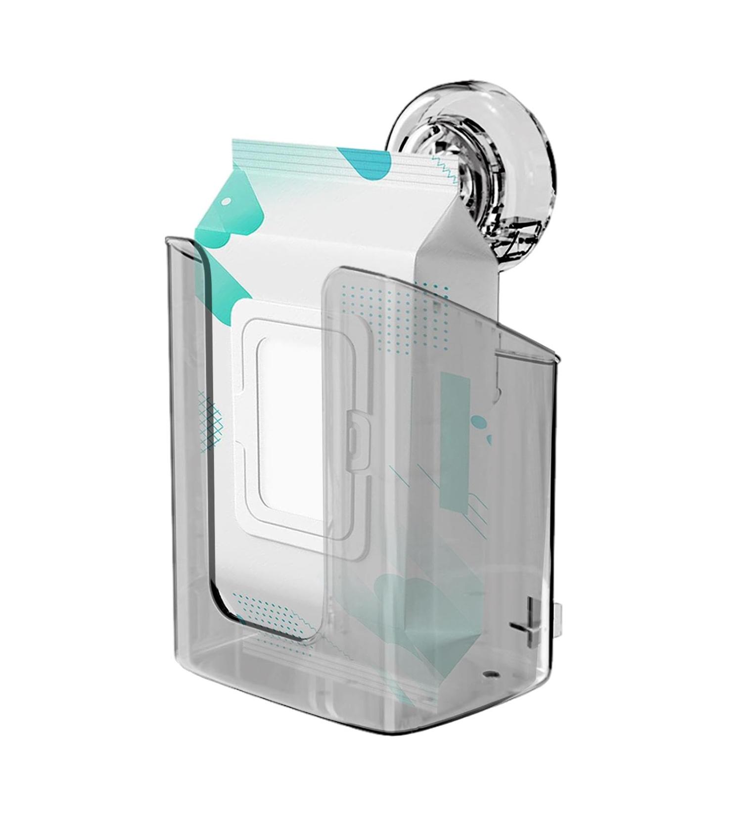Wipe Holder For Bathroom - Flushable Wet Wipes Dispenser Suction Cup Wall Mounted | Multifunction Wipe Containers Refillable For Kitchen Bedroom Bathroom | Clear Wall Mounted Wipes Holder Dispenser Wi Transparent Gray - Buy Online on GoSupps.com