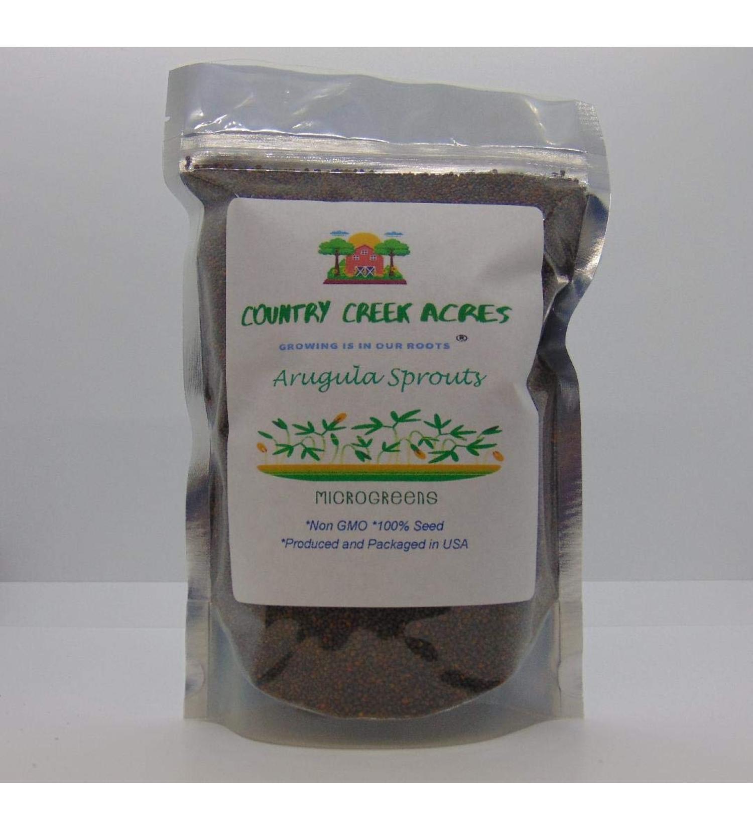 Arugula Seed  Arugula Sprouting Seeds  Microgreen  Sprouting  4 OZ  NON GMO - Country Creek Acres Brand - High Sprout Germination- Juicing  Gardening  Hydroponics  Growing Salad Sprouts - Buy Online on GoSupps.com