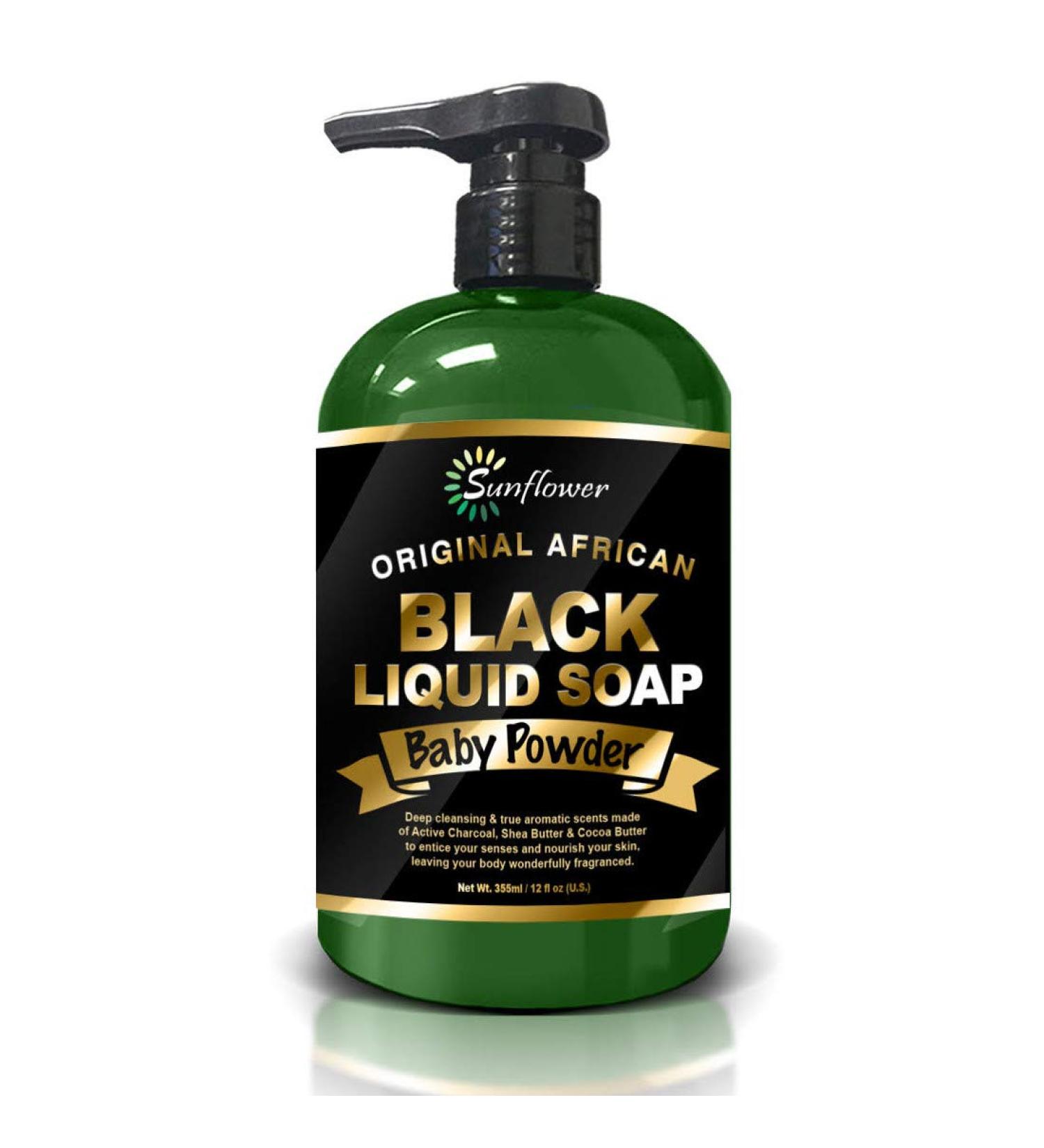 Difeel Liquid African Black Soap Baby Powder 12oz - Gentle Cleansing for Sensitive Skin - Buy Online on GoSupps.com