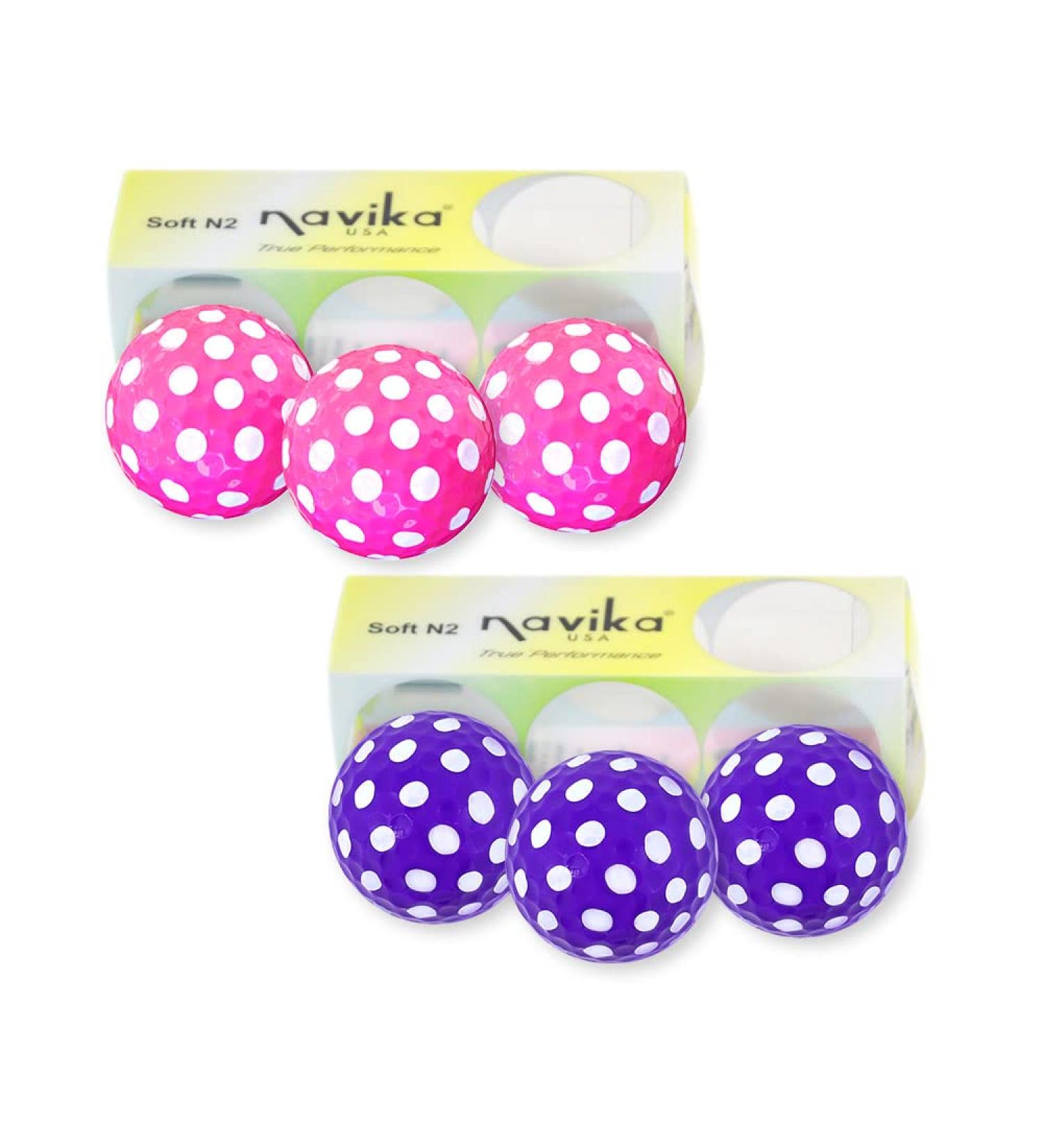 Navika White Polka Dots on Pink & Purple Golf Balls Combo | 6 Pack | Perfect Gift for Golfers | Ideal for Kids and Women | Cute Easter Theme - Buy Online on GoSupps.com