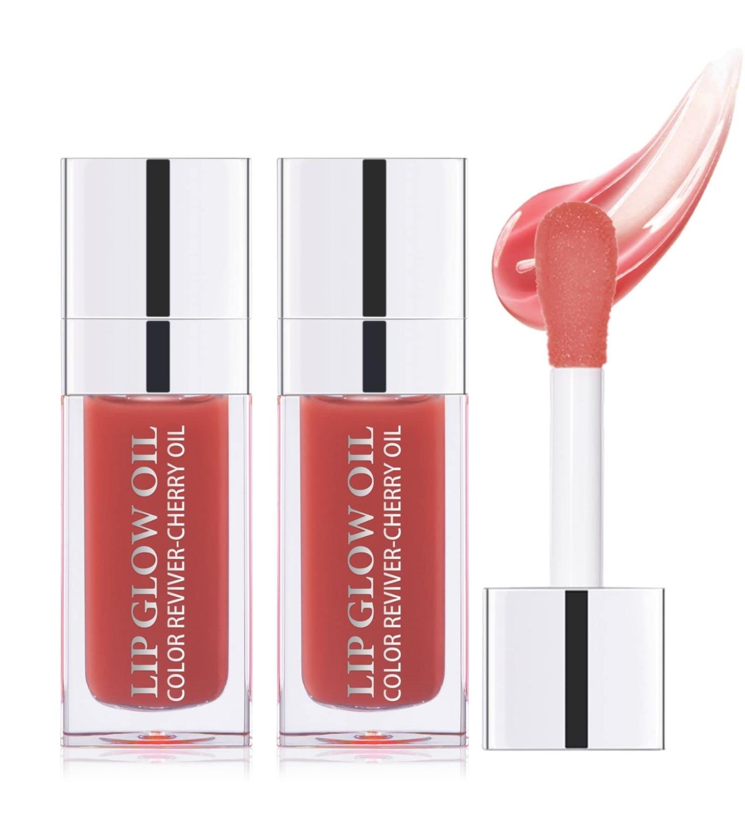 Hydrating Lip Oil Duo - Plumping & Long Lasting Gloss Tint - Rosewood Shade - Buy Online on GoSupps.com