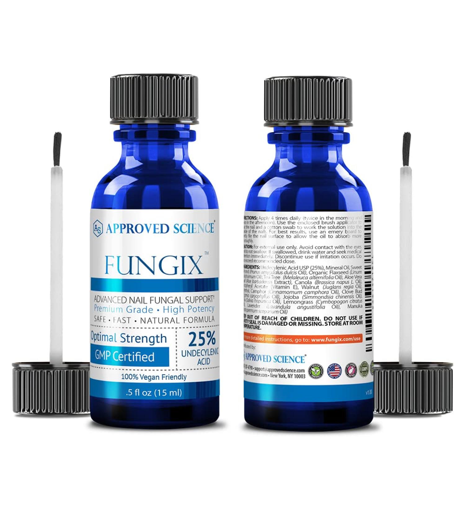 Approved Science Fungix - Nail Fungus Formula - With Tea Tree Oil, 25% Undecylenic Acid, Vitamin E - Pack of 2 - All Natural, Vegan Friendly