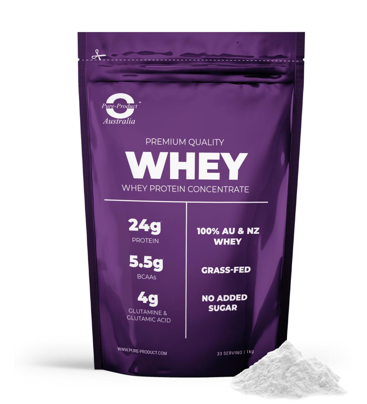 Pure Product Australia - Whey Protein Concentrate & Isolate - Premium Grass Fed AU & NZ Whey - 24g Protein per Serve - Non GMO - 4kg (8.8 lbs) - Unflavoured