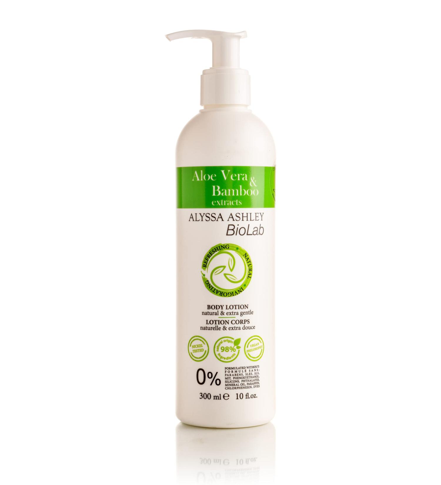 Alyssa Ashley Biolab Aloe & Bamboo Body Lotion 300ml | Hydrating & Soothing Skin Care | International Shipping Available - Buy Online on GoSupps.com
