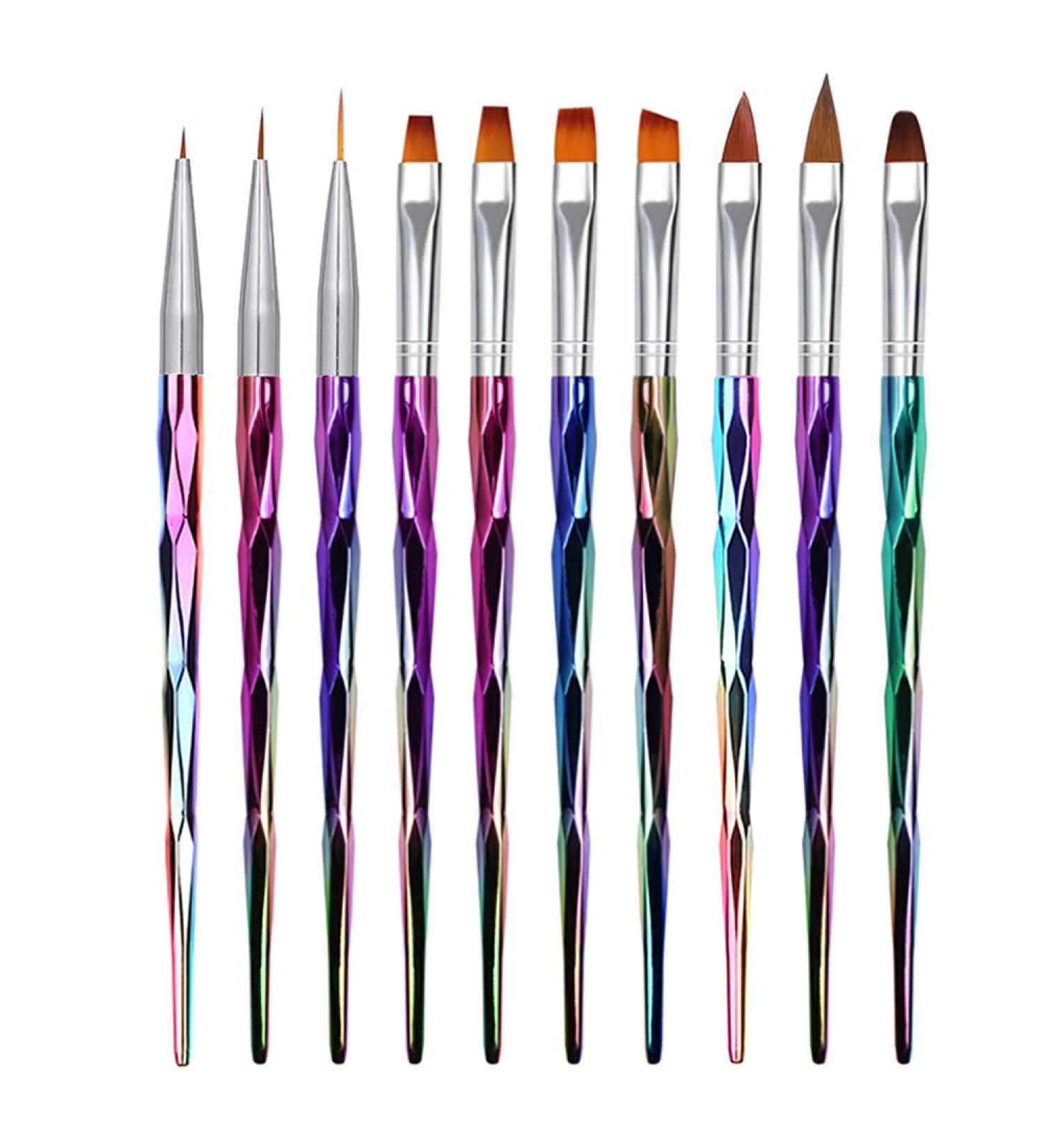 MWoot 10-Part Nail Brush Set | Nail Art Painting & Drawing Brushes for UV Gel & Acrylic Fingerails | Nail Liner Brushes & Accessories for Pedicure & Manicure - Buy Online on GoSupps.com